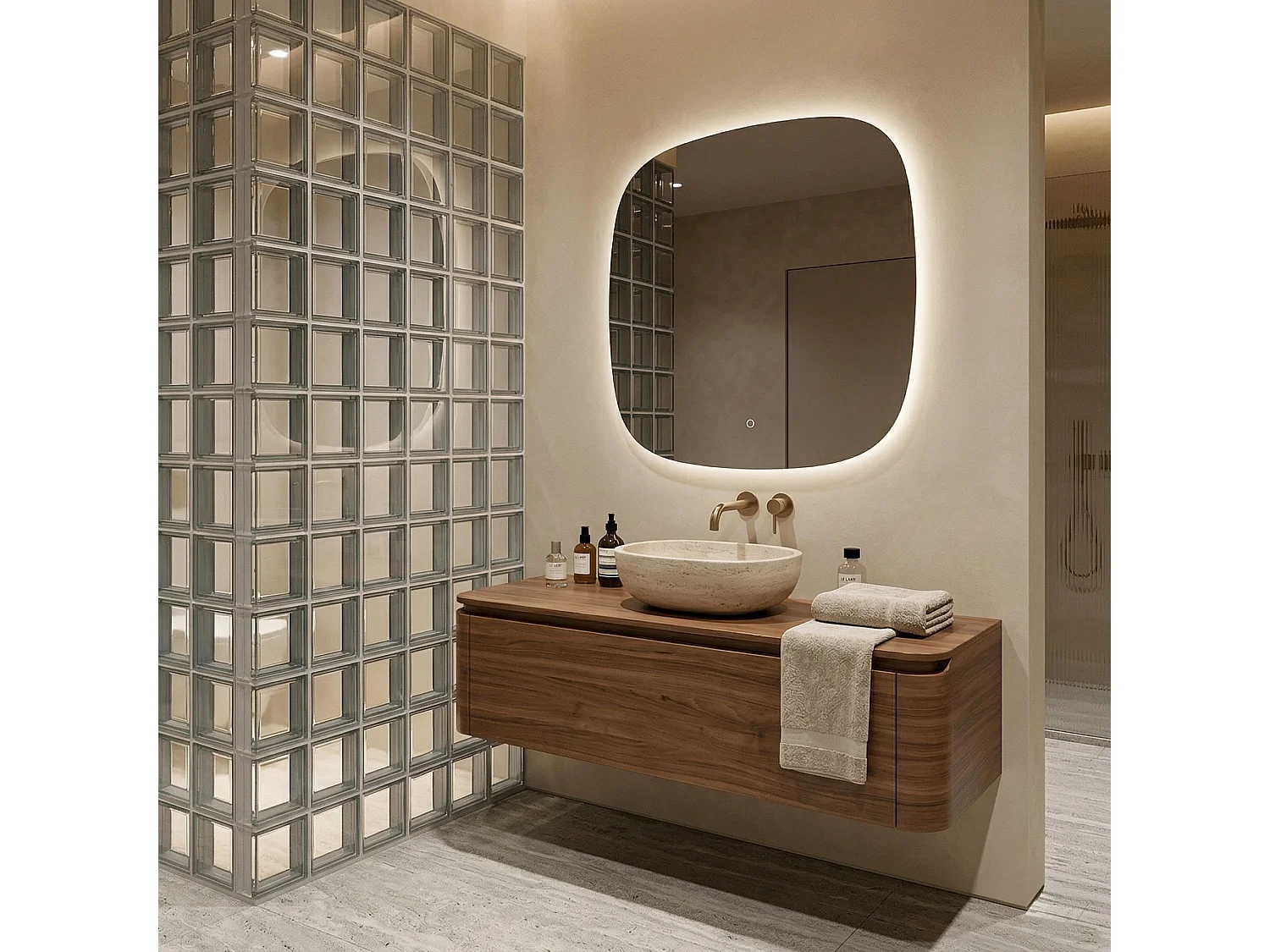 Rea Top 70X70 LED-spejl gennemsigtig, 70X70X2CM