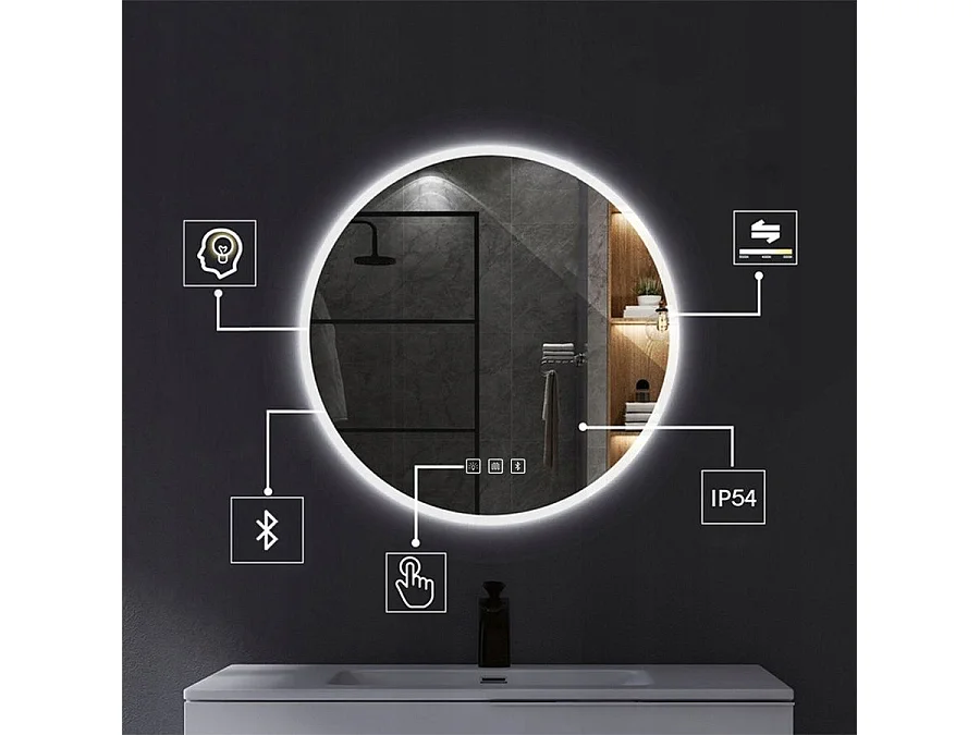 Rea Led Bluetooth Ffj LED-spejl krom, 2X60X60CM