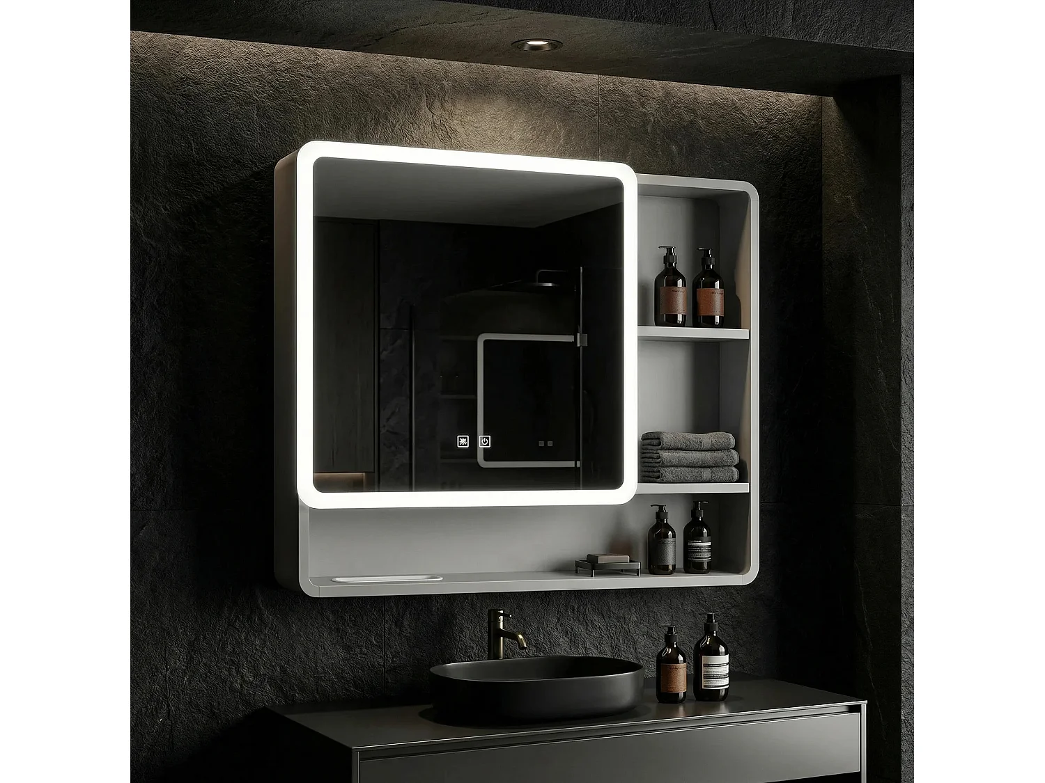 Armoire À Miroir Rea M1016-70 70X65 Led White