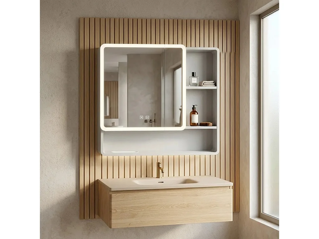Armoire À Miroir Rea M1016-70 70X65 Led White