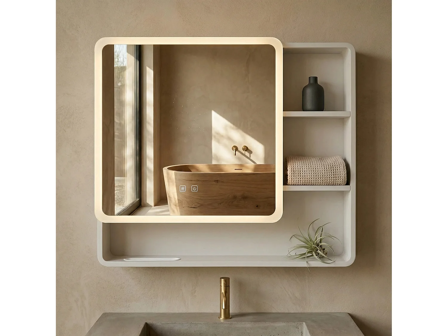 Armoire À Miroir Rea M1016-70 70X65 Led White