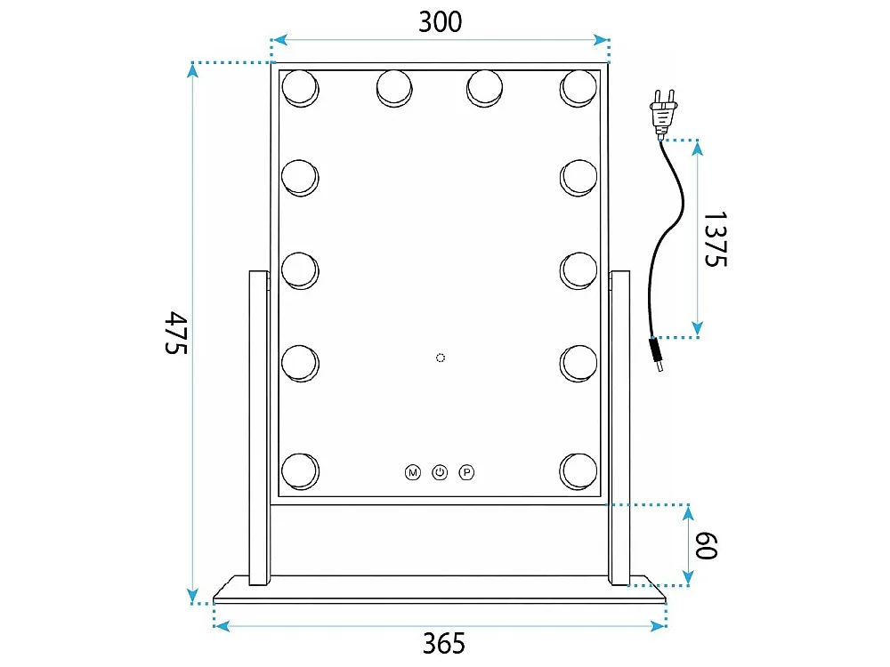Rea Style LED-spejl hvid, 12X30X47CM