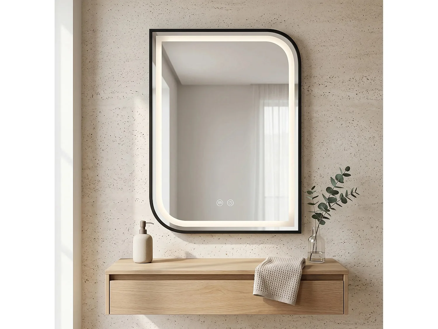 Spiegel Rea Zone 80X60 Led Black