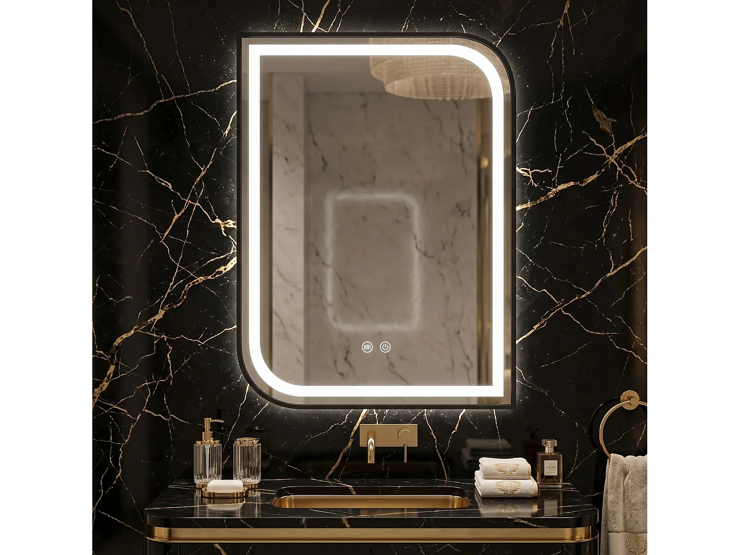 Spiegel Rea Zone 80X60 Led Black