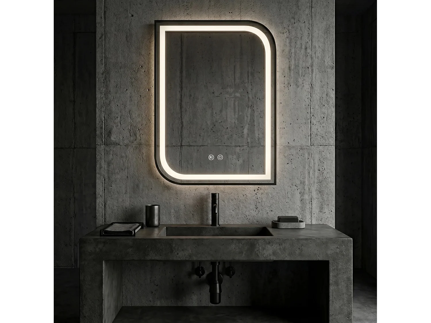 Spiegel Rea Zone 80X60 Led Black