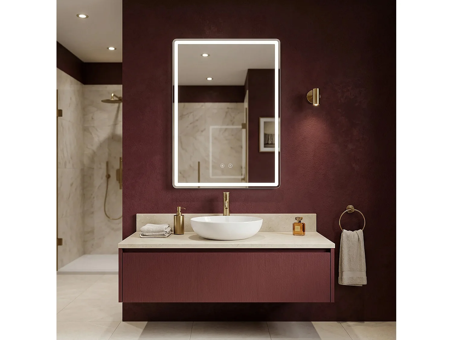 Rea Marlo LED-spejl gennemsigtig, 2,5X50X70CM