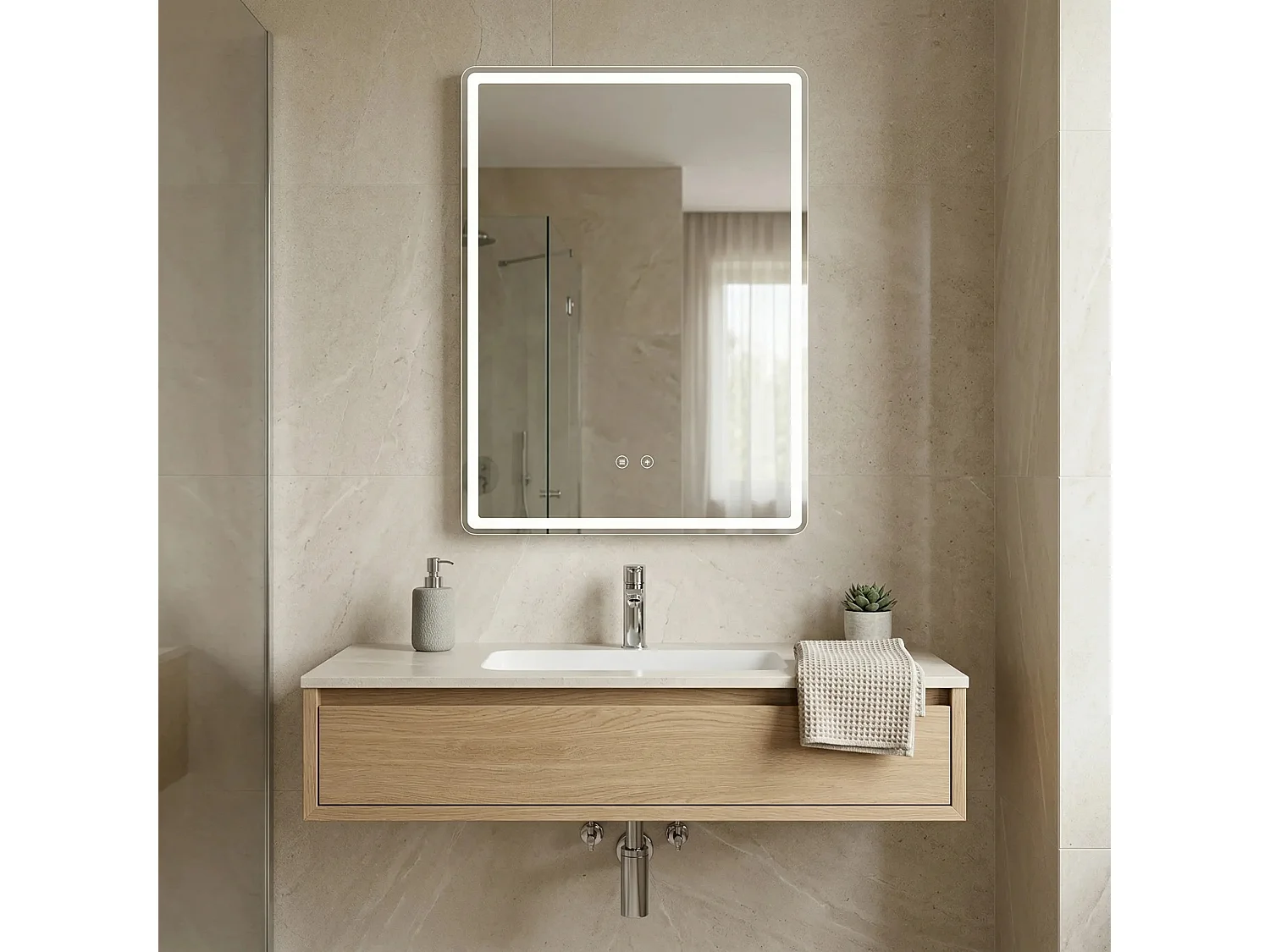 Rea Marlo LED-spejl gennemsigtig, 2,5X50X70CM