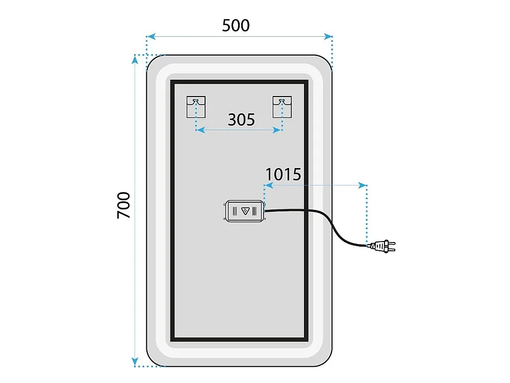 Rea Marlo LED-spejl gennemsigtig, 2,5X50X70CM