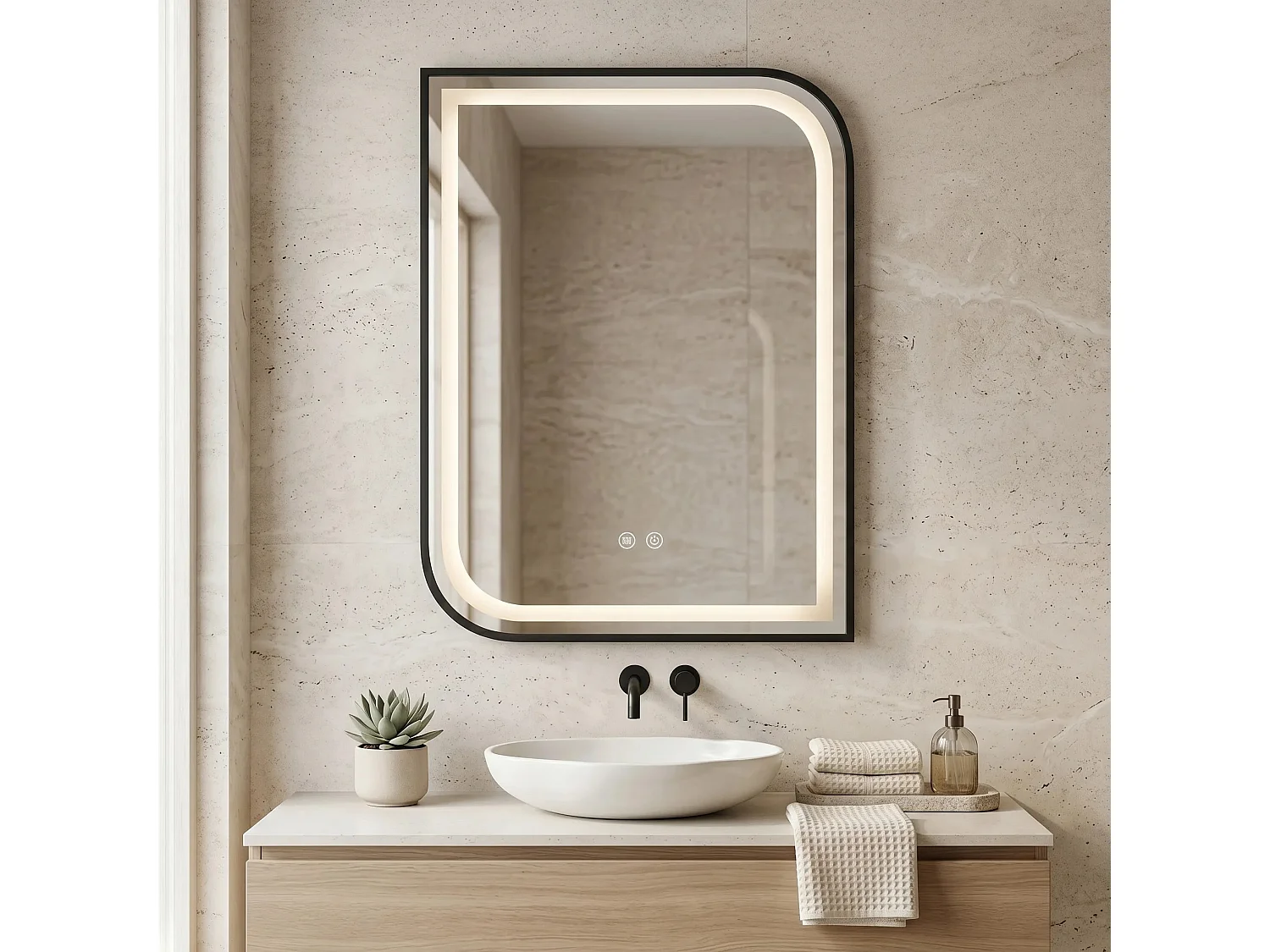 Spiegel Rea Zone 70X50 Led Black