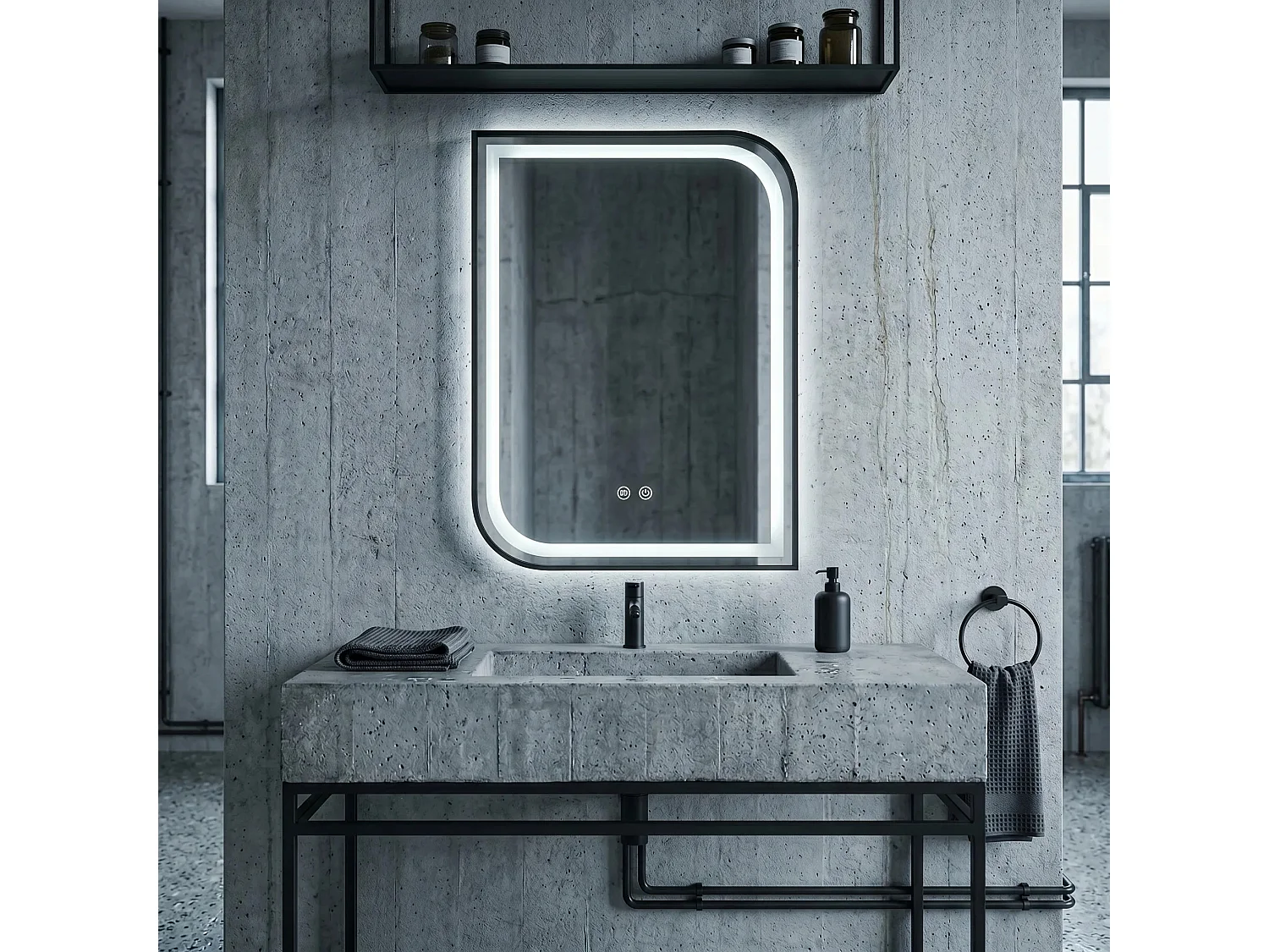 Spiegel Rea Zone 70X50 Led Black