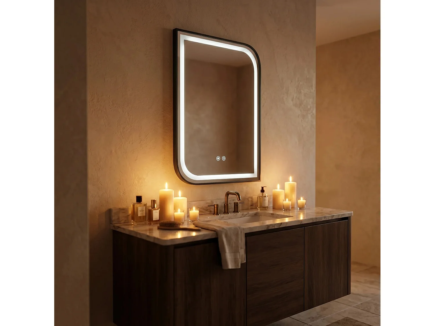 Spiegel Rea Zone 70X50 Led Black