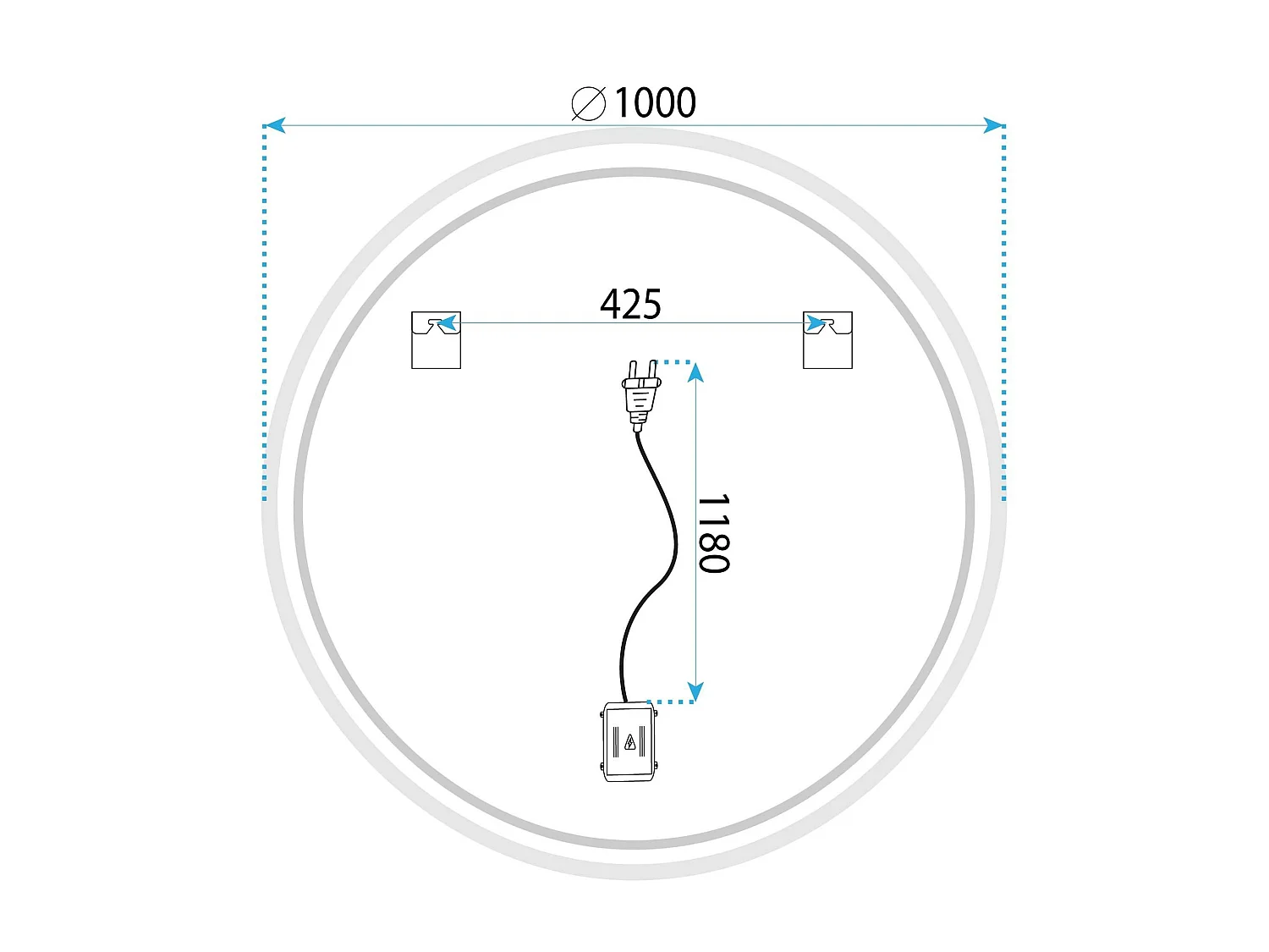 Rea Hzj LED-spejl gennemsigtig, X100X100CM