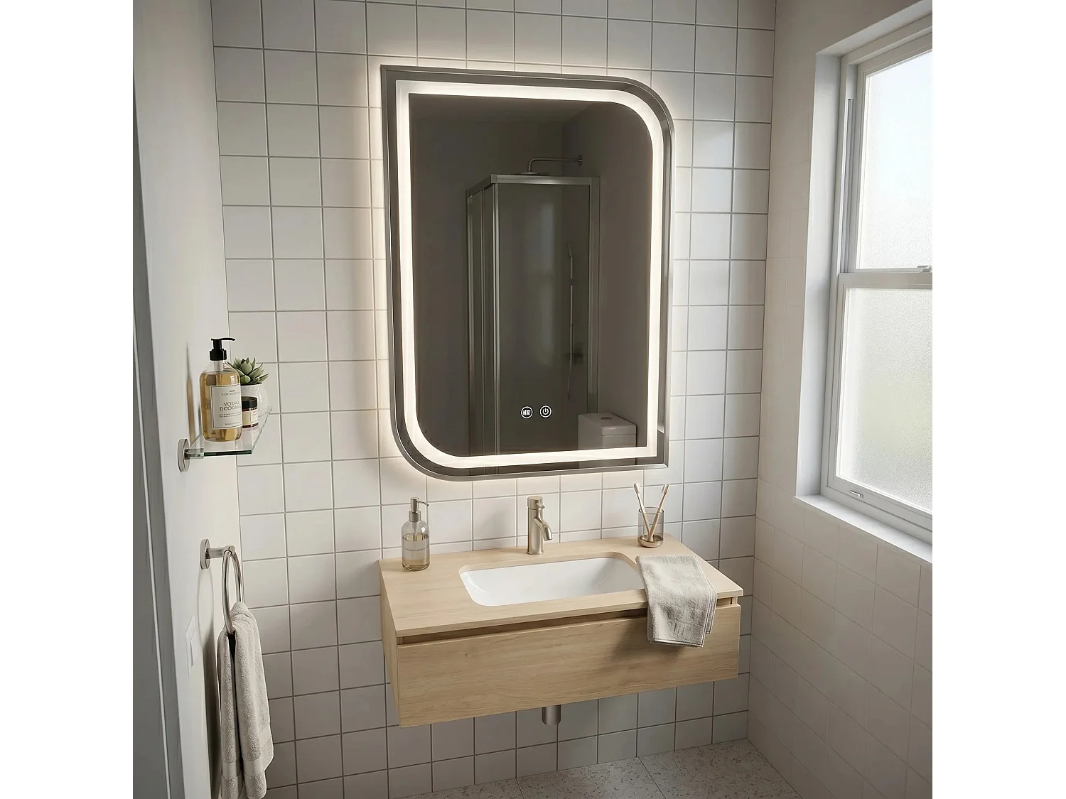 Spiegel Rea Zone 70X50 Led Brush Nickel