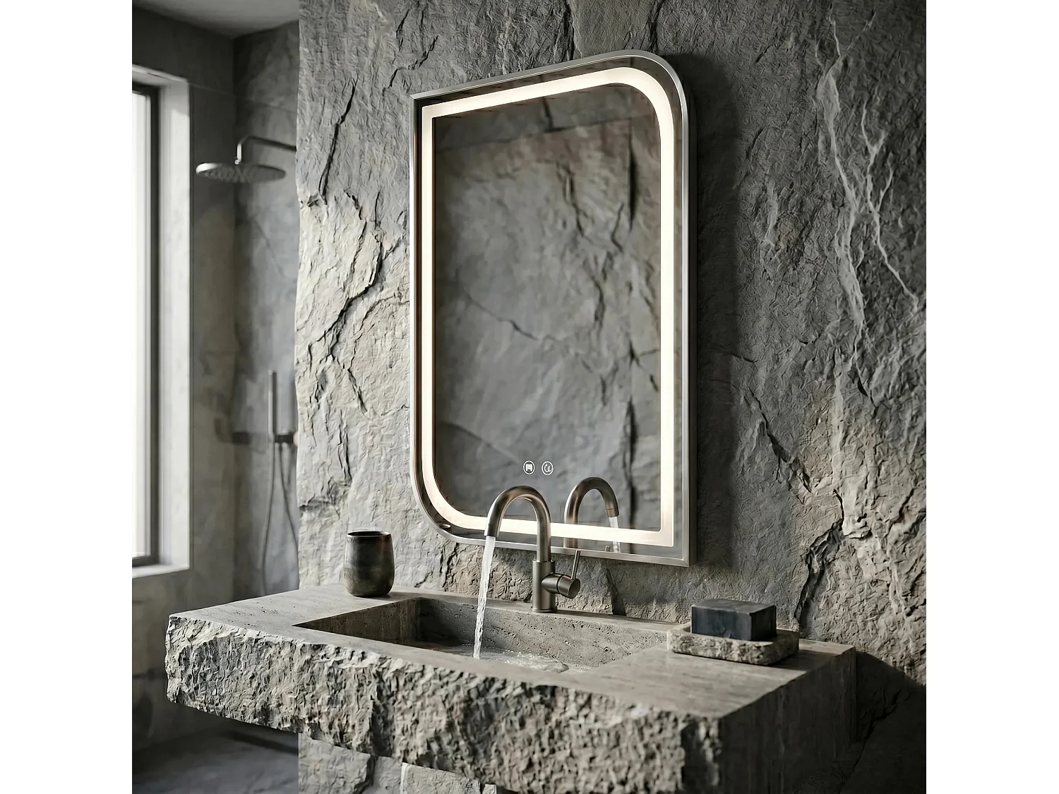 Spiegel Rea Zone 70X50 Led Brush Nickel
