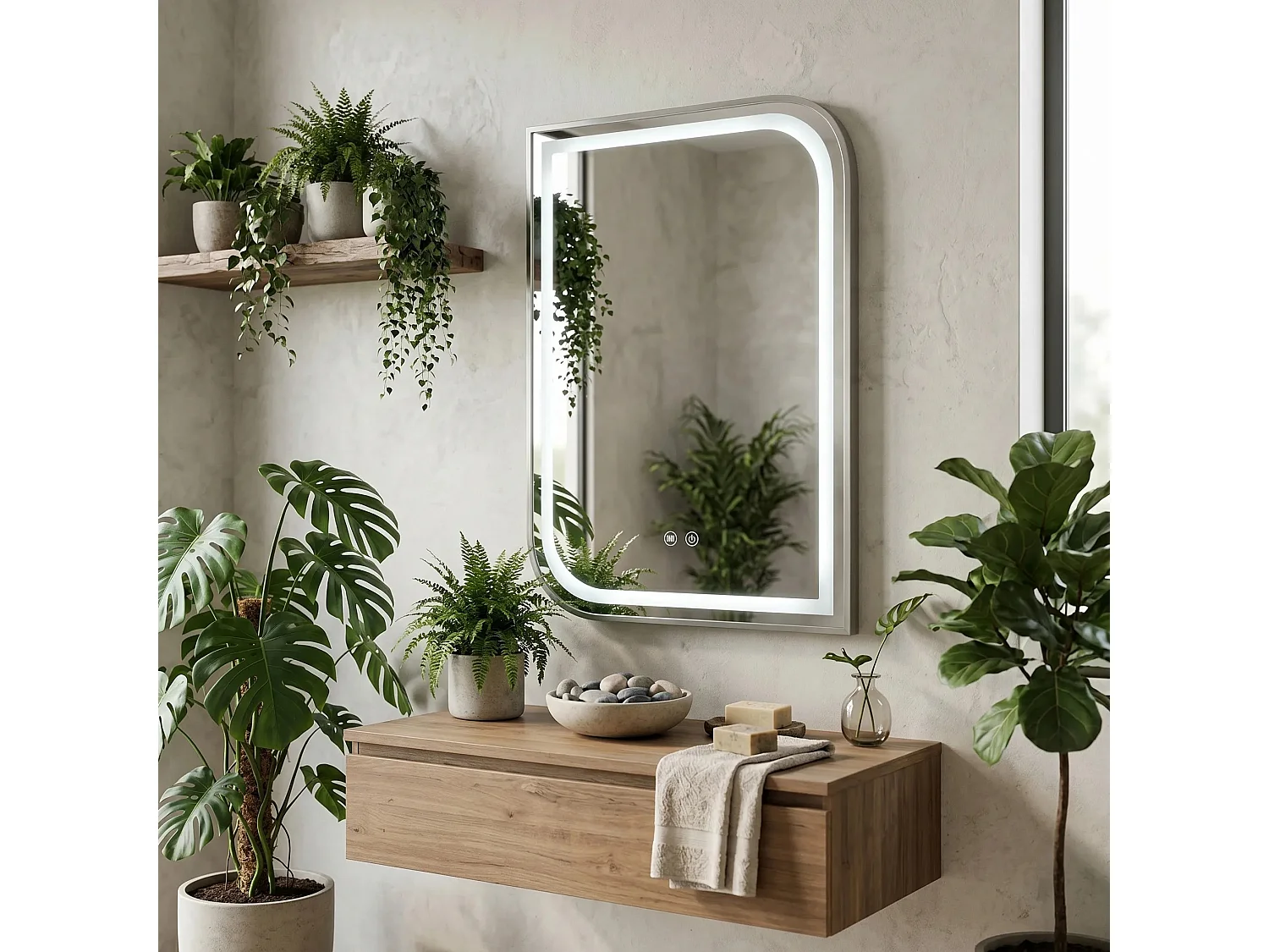 Spiegel Rea Zone 70X50 Led Brush Nickel