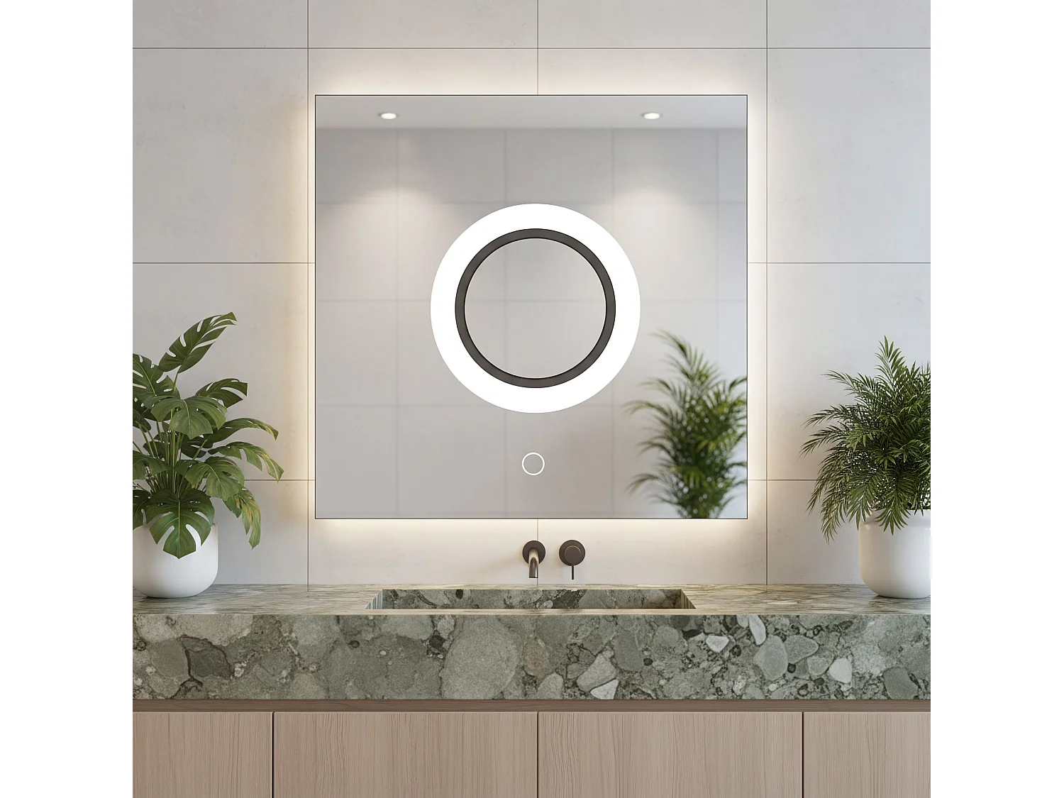 Rea Led Yh-Bl-12 LED-spejl gennemsigtig, 60X60X2CM