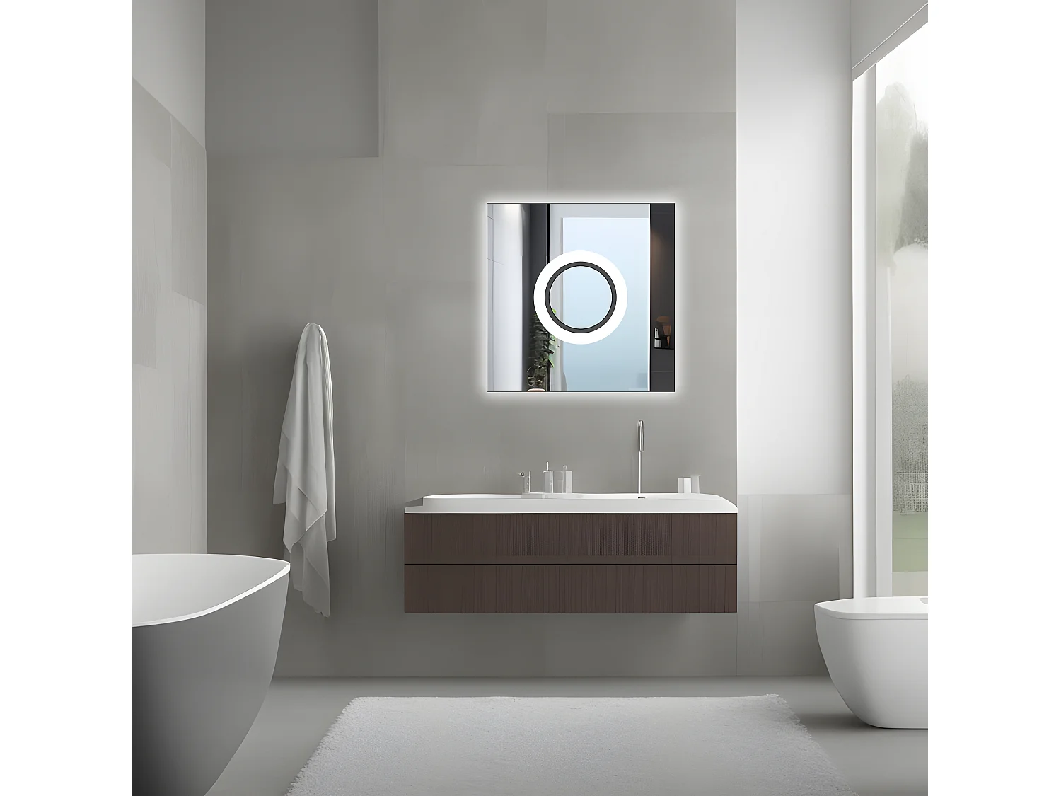 Rea Led Yh-Bl-12 LED-spejl gennemsigtig, 60X60X2CM