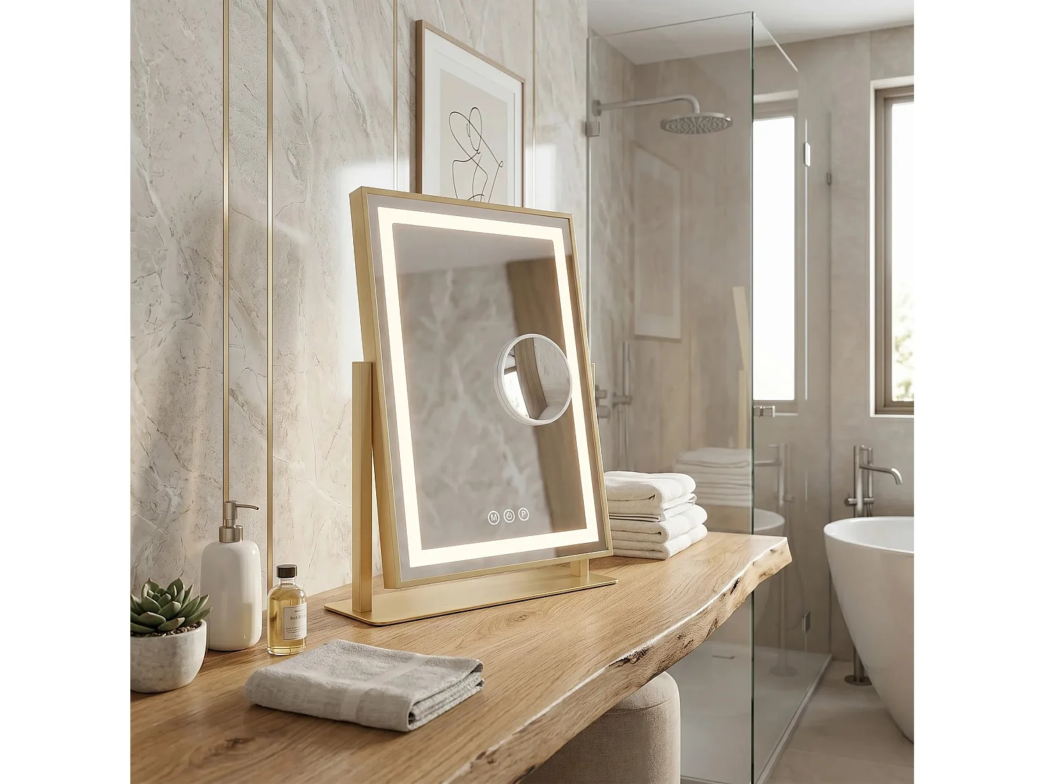 Spiegel Rea Lumi 30X40 Led Gold