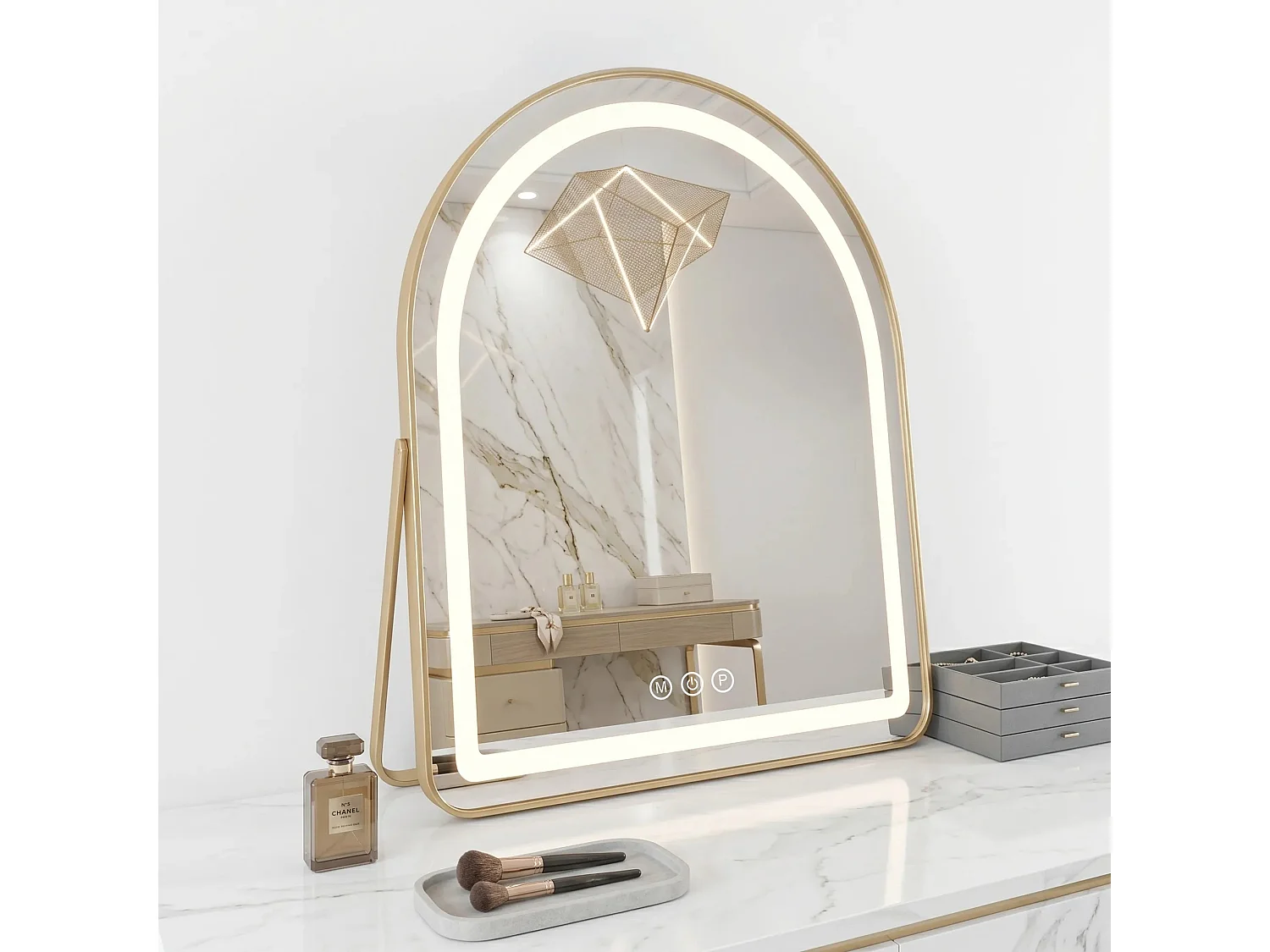 Spiegel Rea Glam 40X45 Led Gold