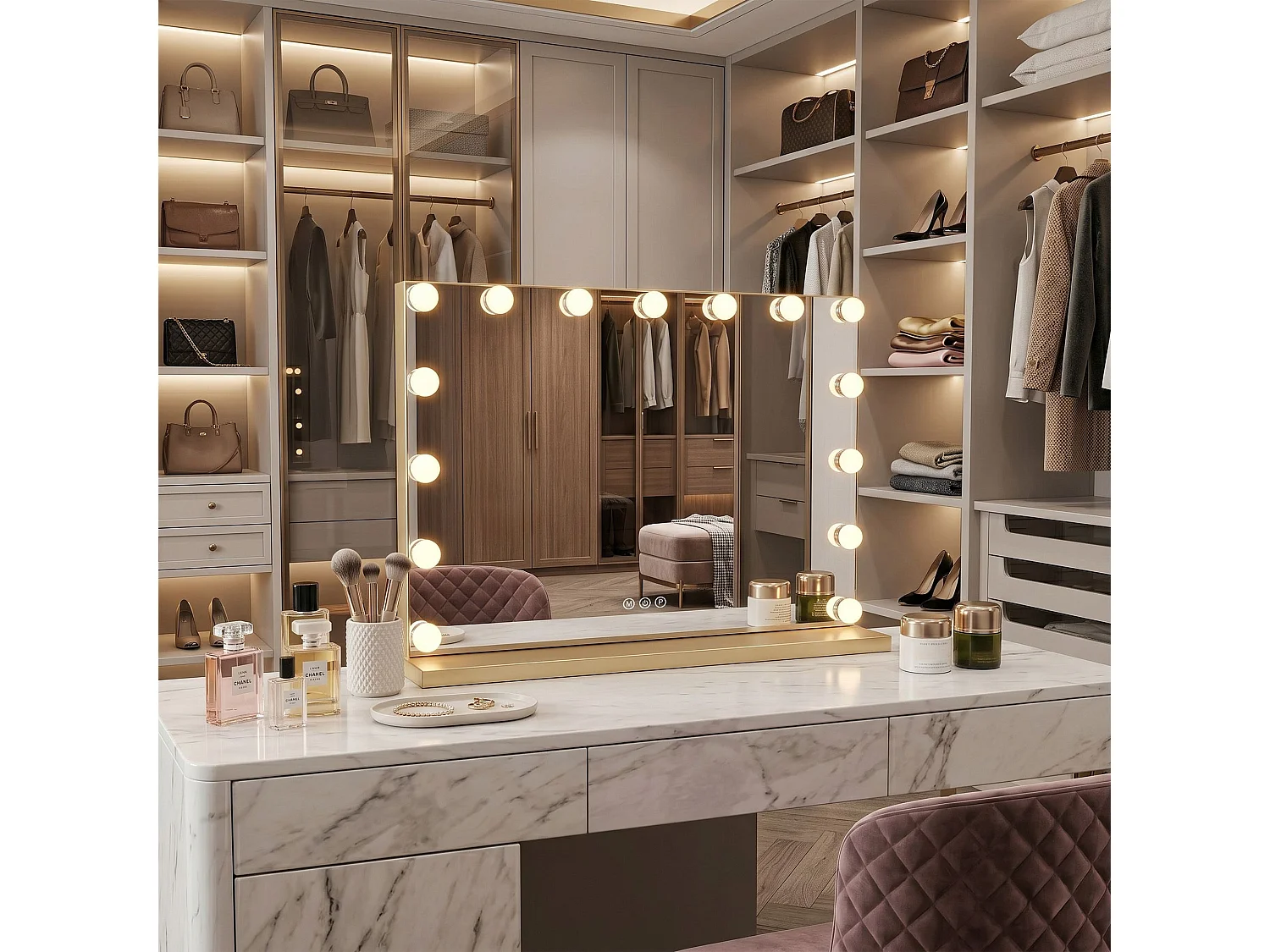 Spiegel Rea Hollywood Led Gold