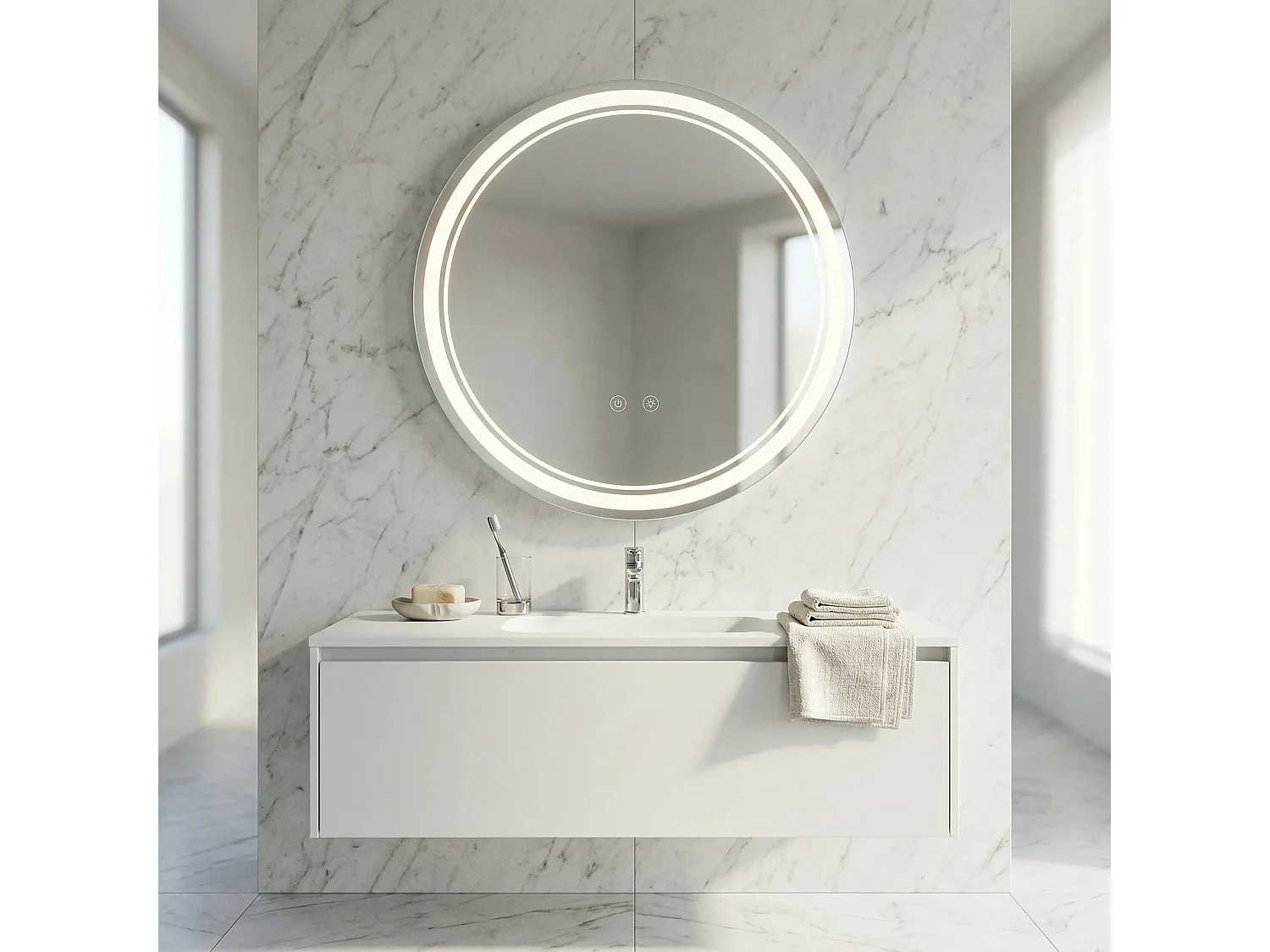 Rea Soft LED-spejl gennemsigtig, 2,5X70X70CM