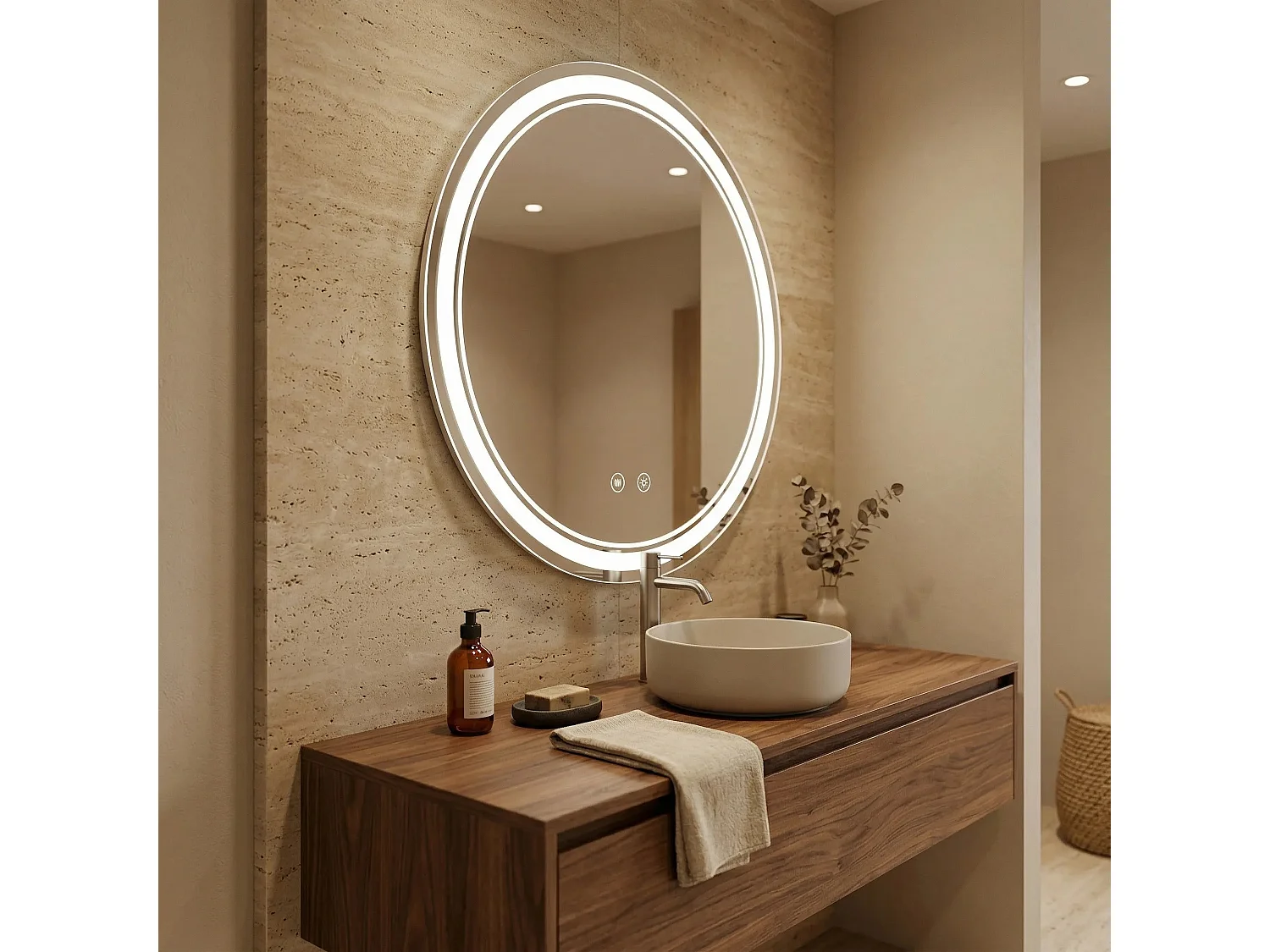 Rea Soft LED-spejl gennemsigtig, 2,5X70X70CM