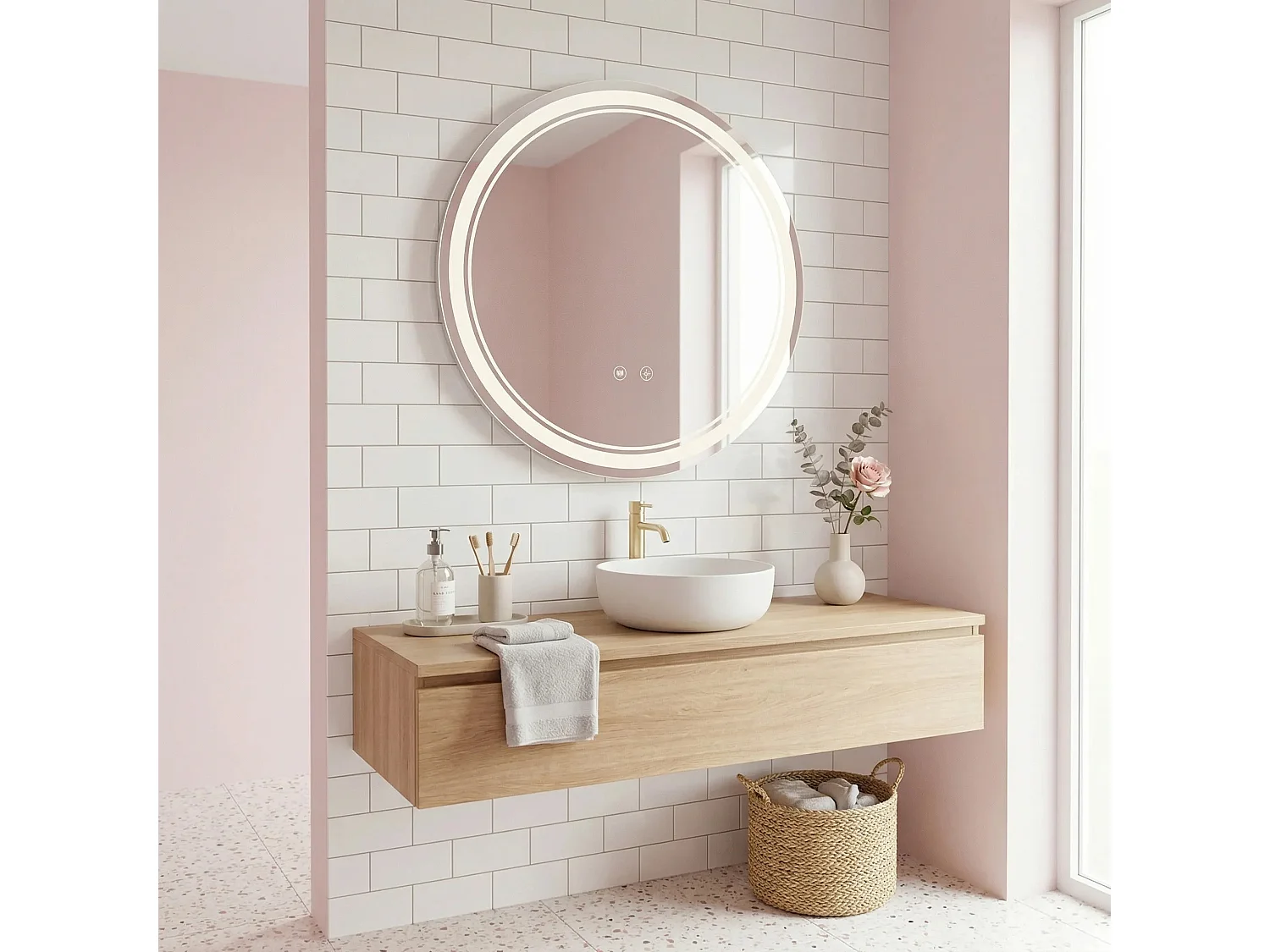 Rea Soft LED-spejl gennemsigtig, 2,5X70X70CM