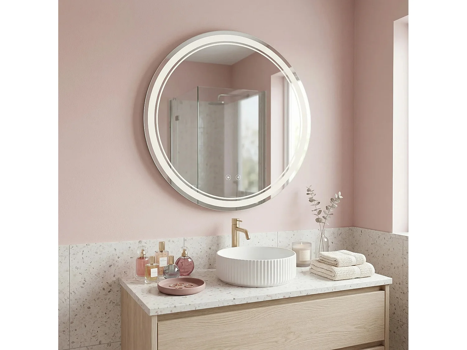 Rea Soft LED-spejl gennemsigtig, 2,5X80X80CM