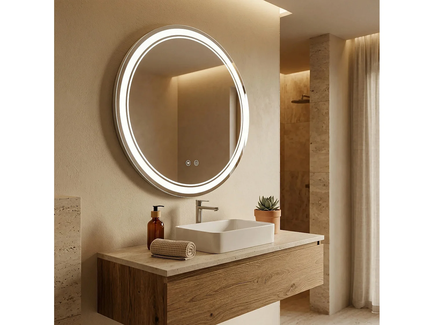 Rea Soft LED-spejl gennemsigtig, 2,5X80X80CM