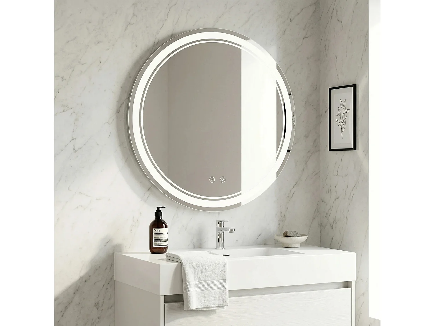 Rea Soft LED-spejl gennemsigtig, 2,5X80X80CM