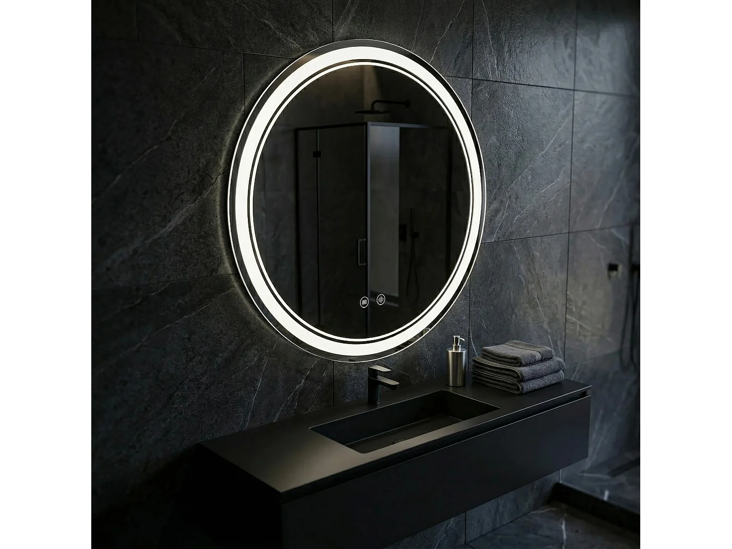 Rea Soft LED-spejl gennemsigtig, 2,5X80X80CM