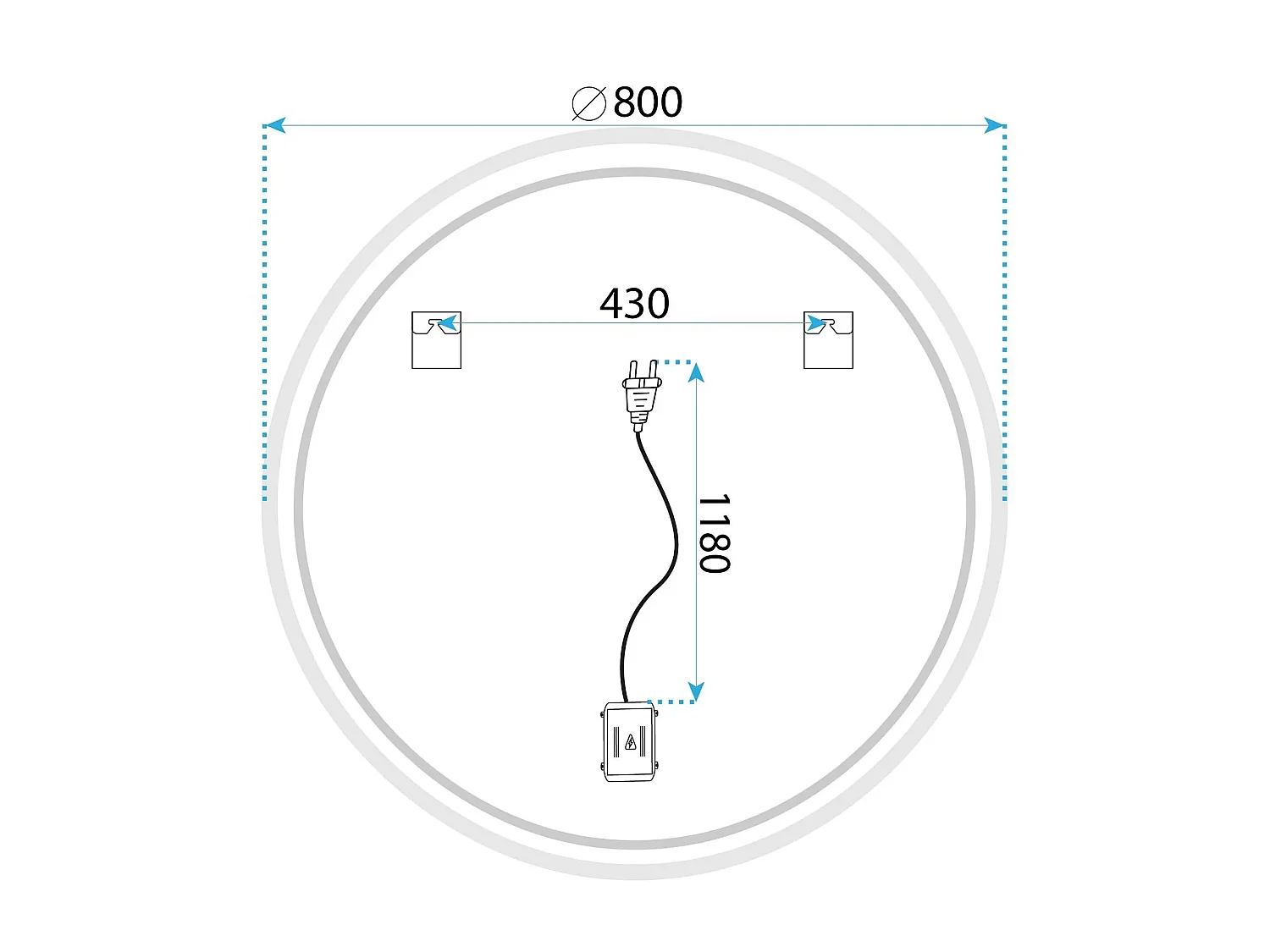 Rea Soft LED-spejl gennemsigtig, 2,5X80X80CM
