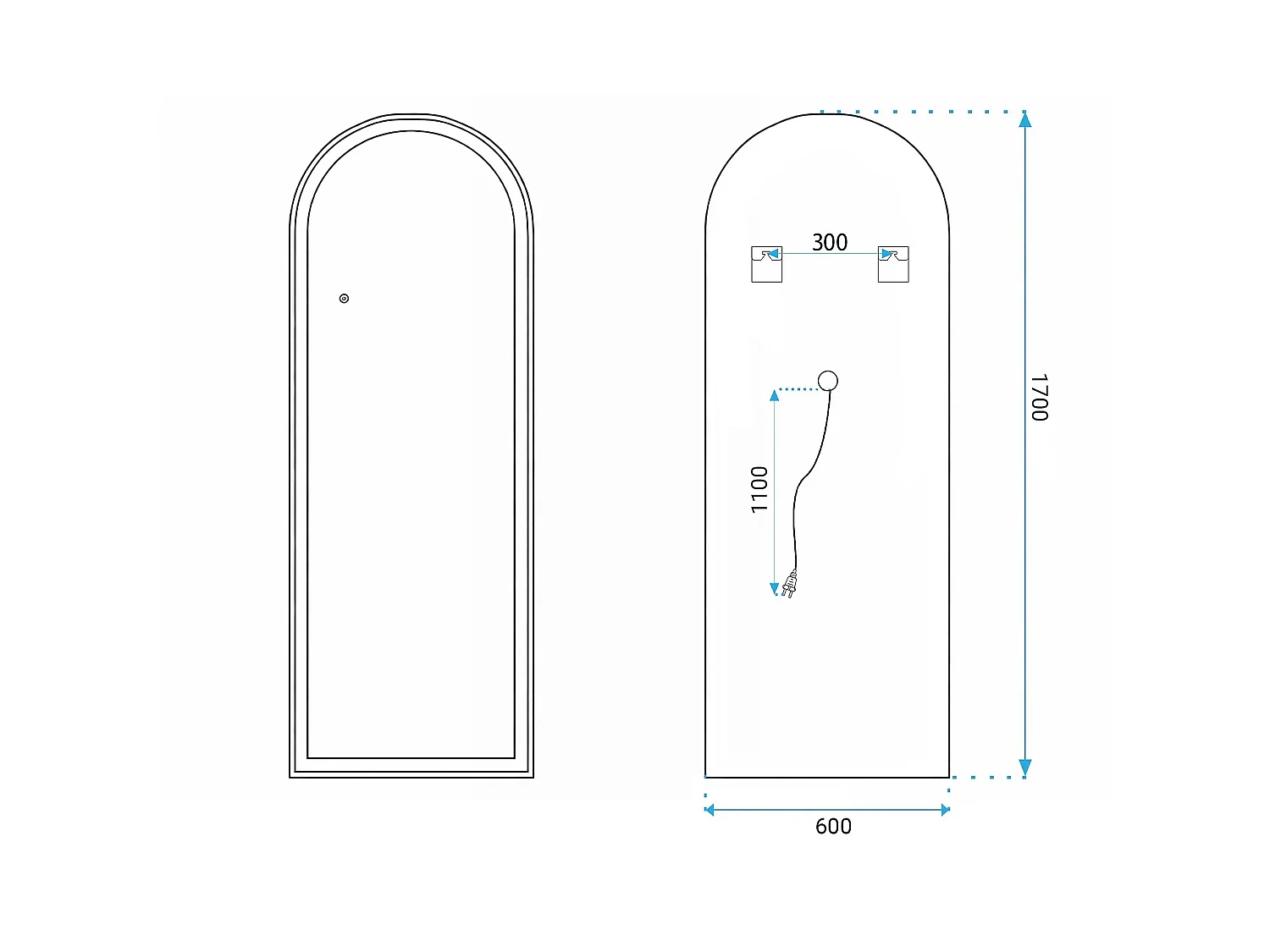 Spiegel Rea Orbit 60X170 Led White