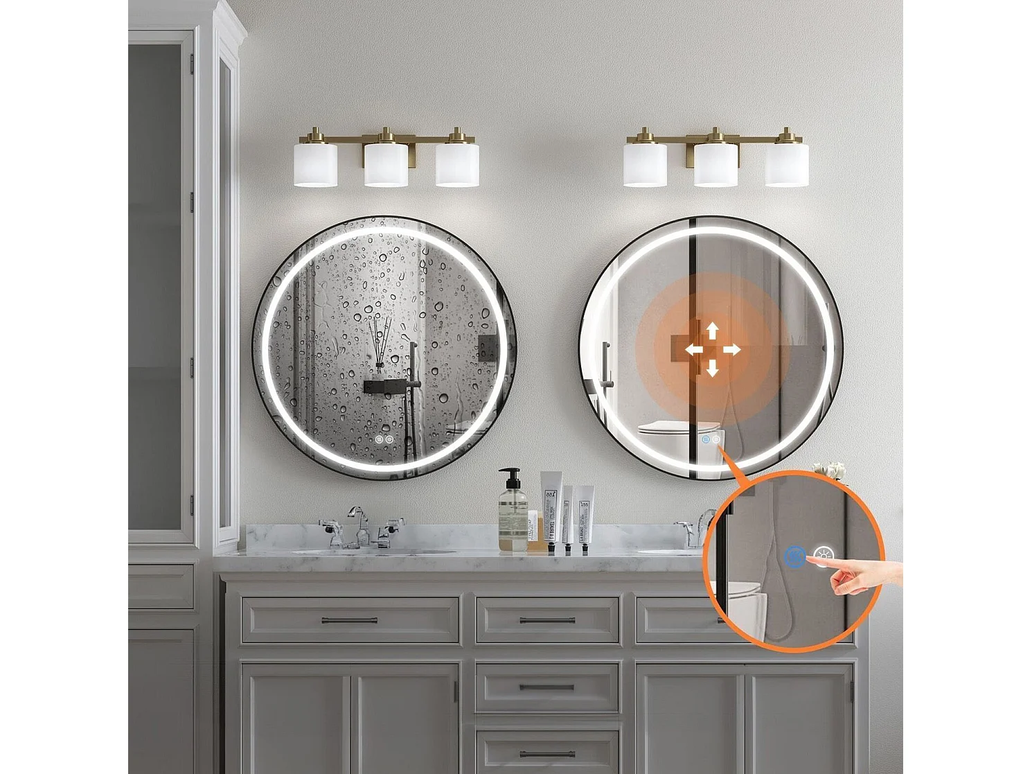 Rea Led P11398 Mmj LED-spejl sort, 90X90X90CM