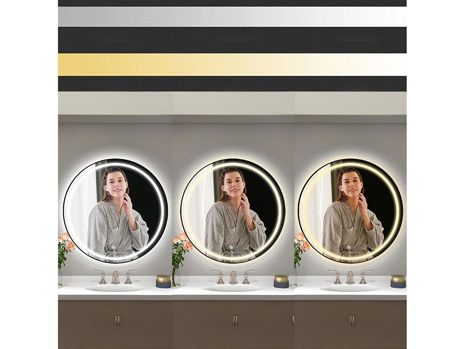 Rea Led P11398 Mmj LED-spejl sort, 90X90X90CM