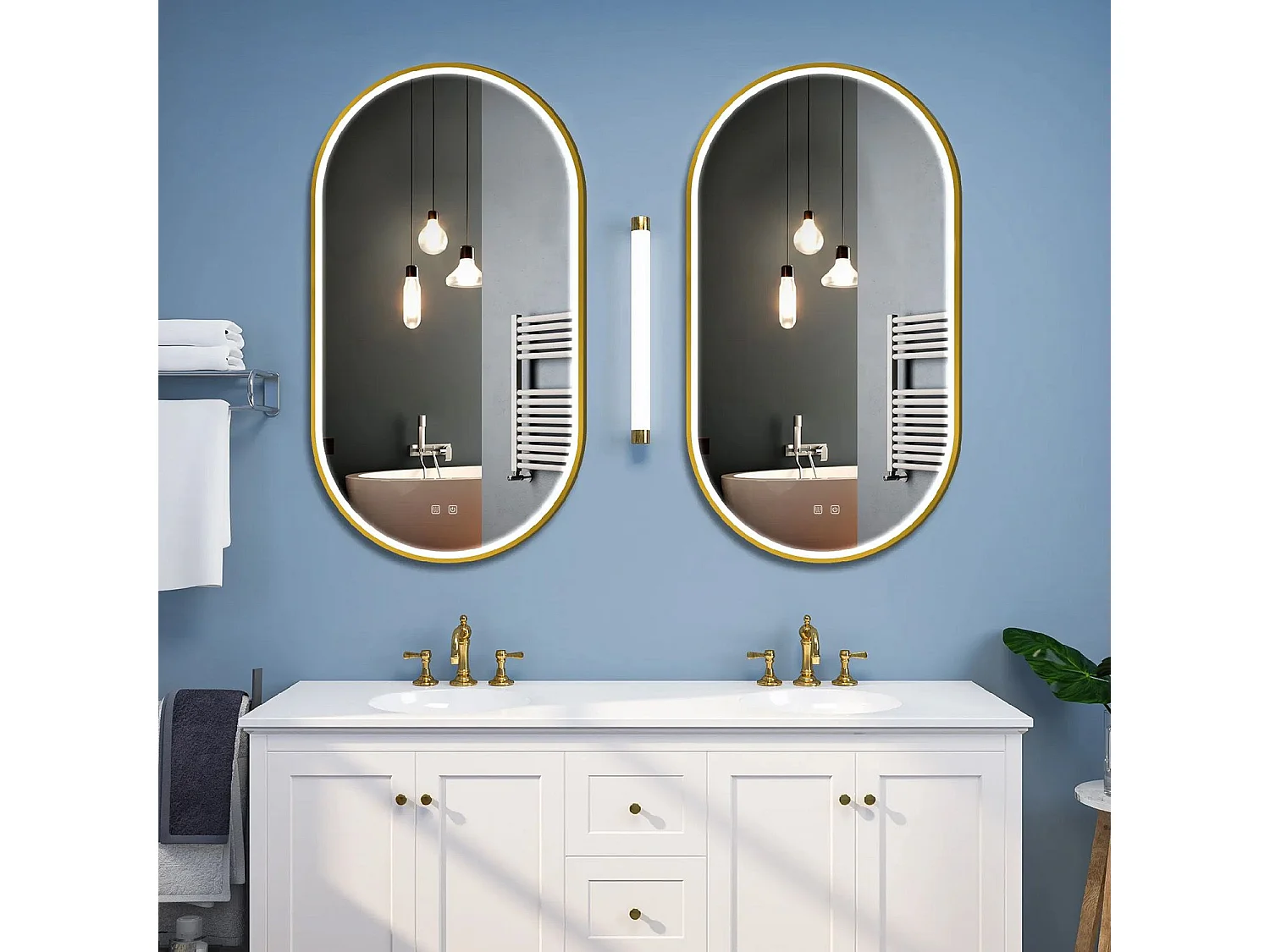 Spiegel Rea Led Ovl 50X100Cm Brush Gold