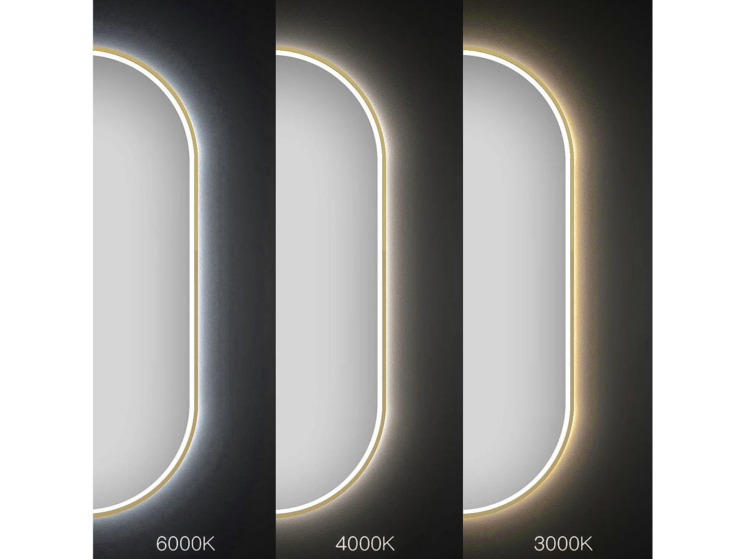 Spiegel Rea Led Ovl 50X100Cm Brush Gold