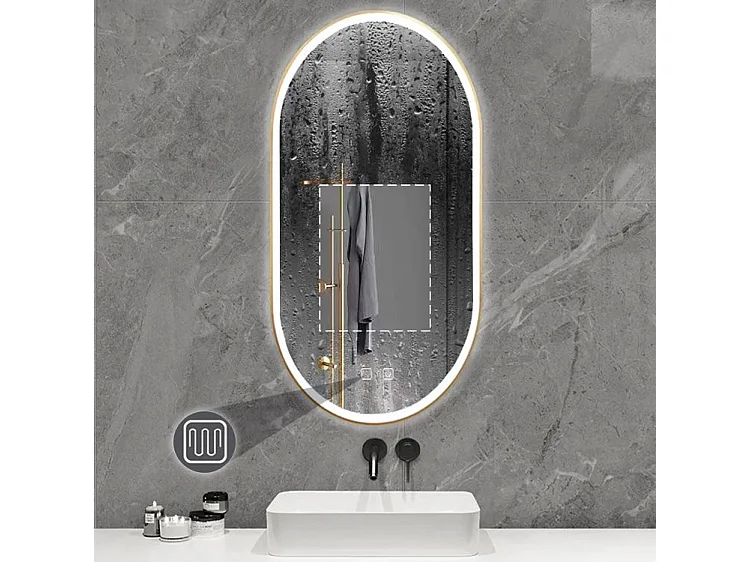 Spiegel Rea Led Ovl 50X100Cm Brush Gold