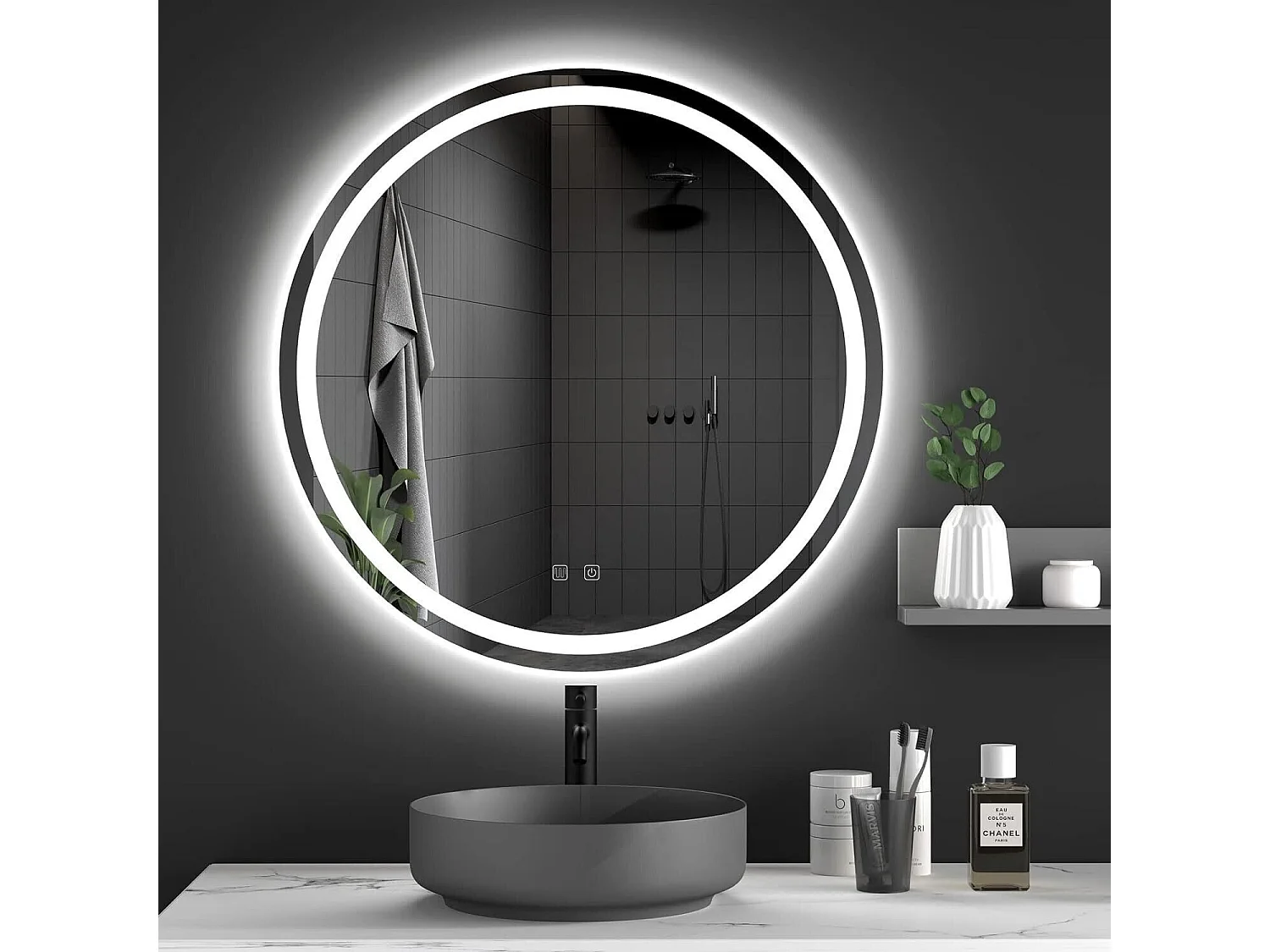 Rea Led P11241 LED-spejl lysegrå, 2X68,5X68,5CM
