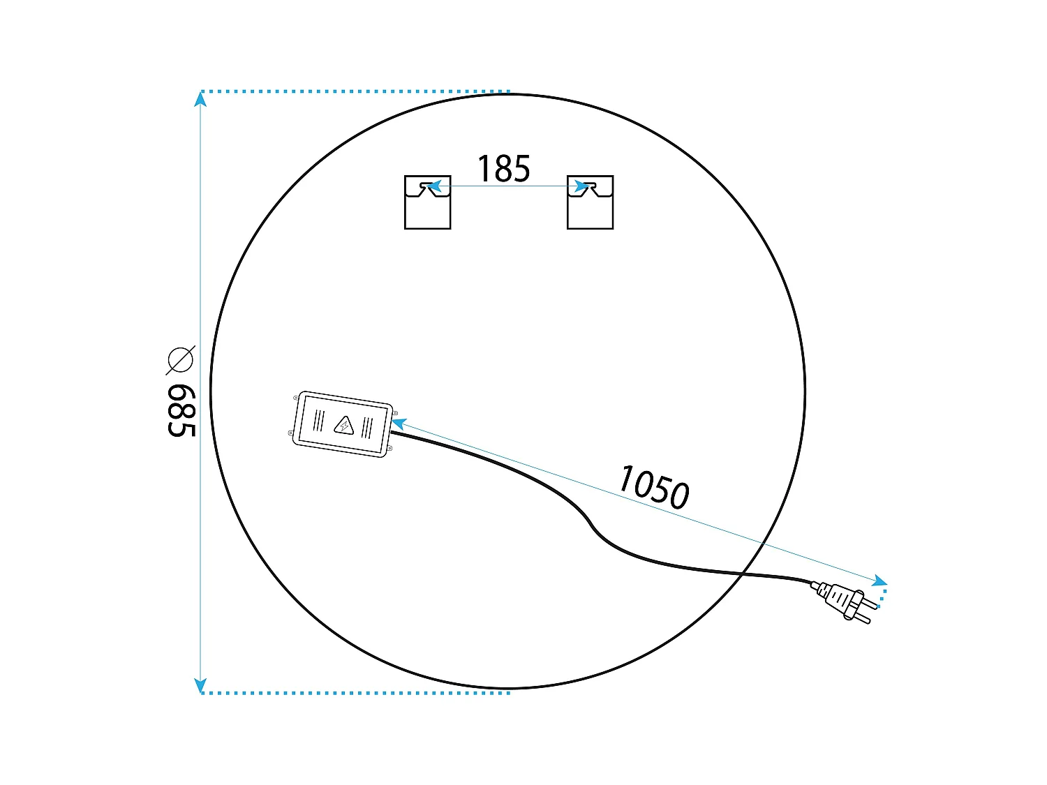 Rea Led P11241 LED-spejl lysegrå, 2X68,5X68,5CM