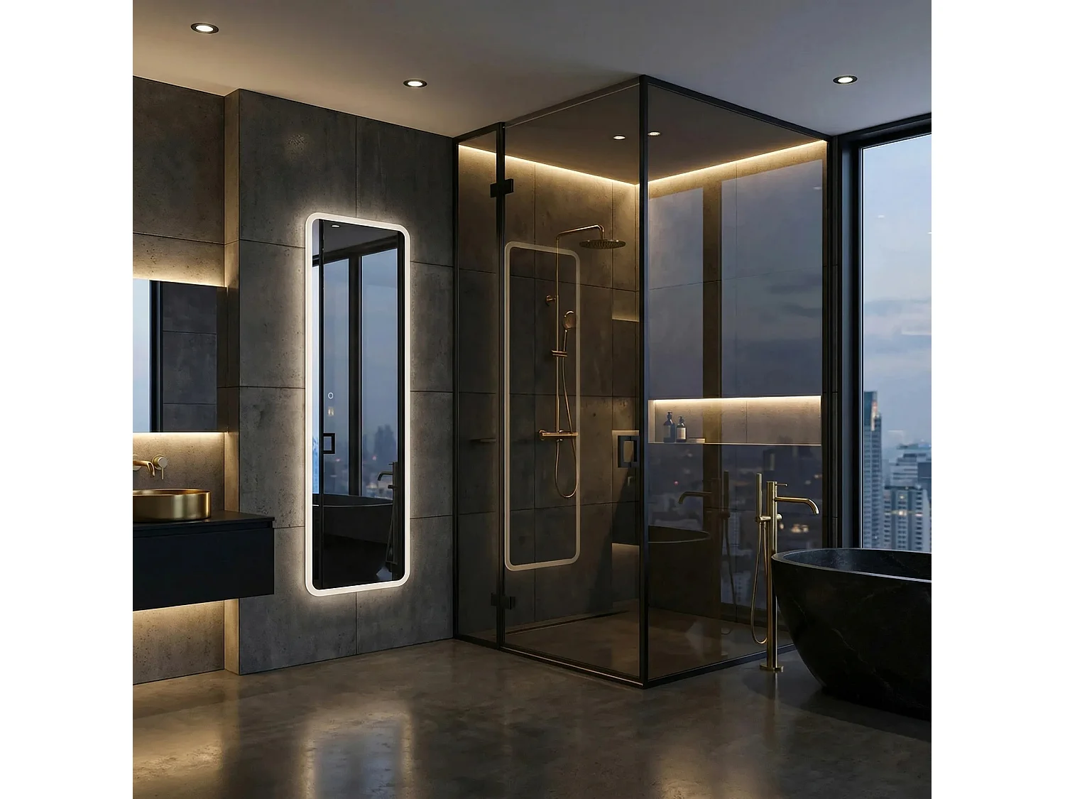 Rea Mol-Sq LED-spejl gennemsigtig, 2X50X150CM