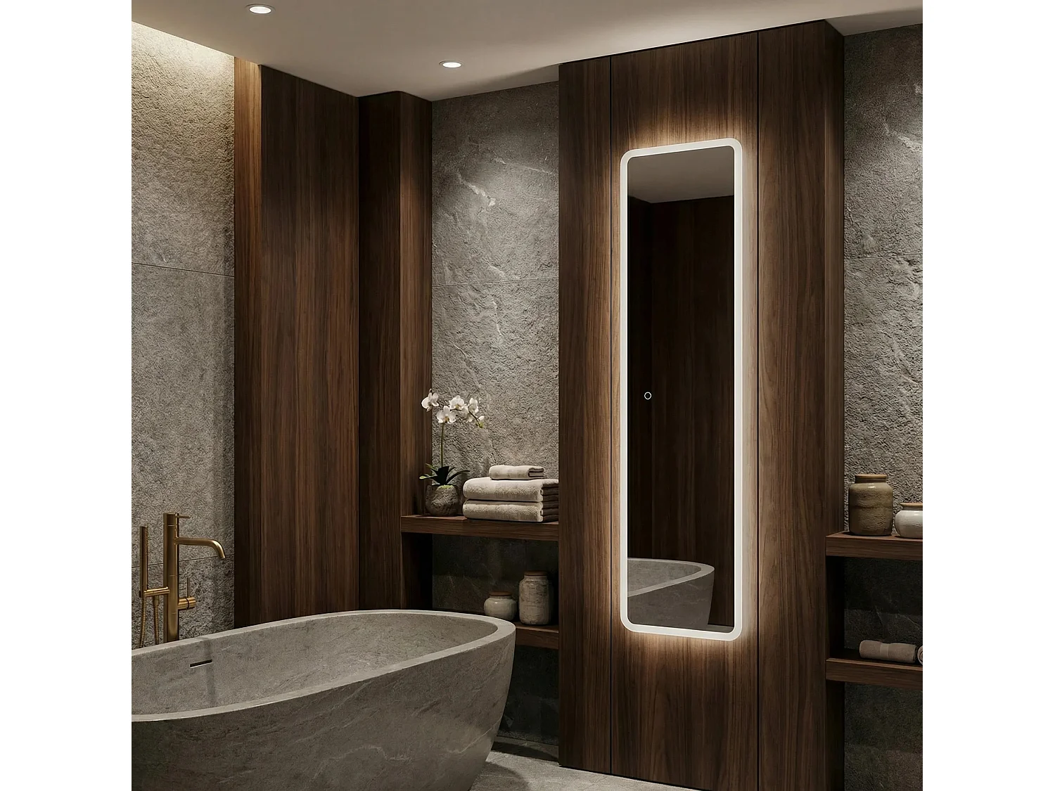 Rea Mol-Sq LED-spejl gennemsigtig, 2X50X150CM