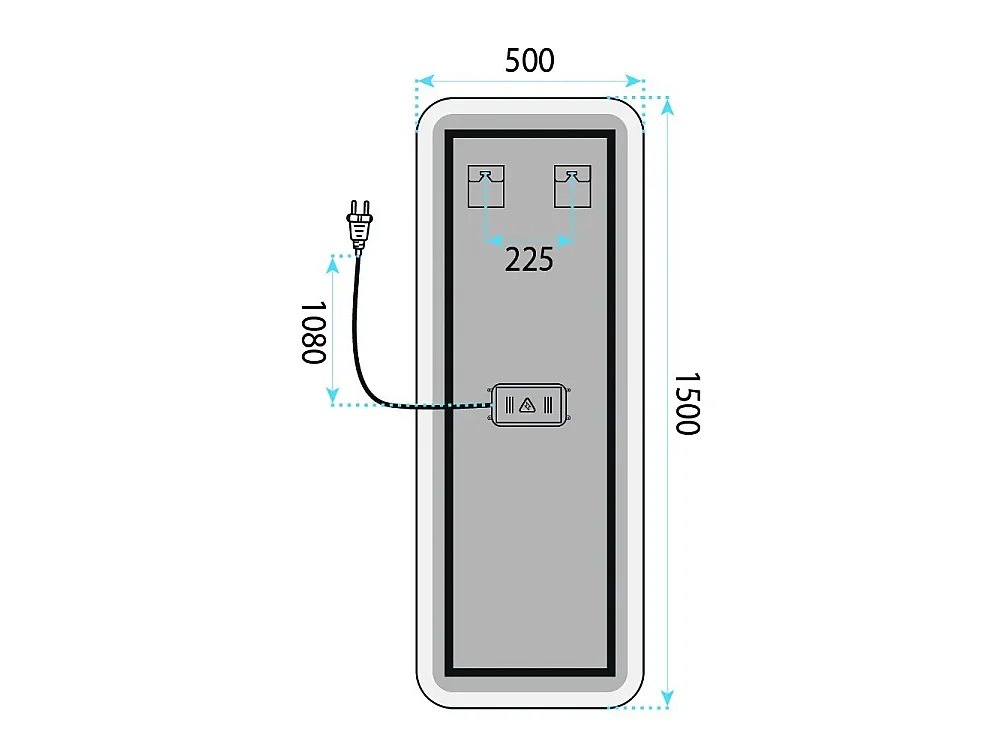 Rea Mol-Sq LED-spejl gennemsigtig, 2X50X150CM