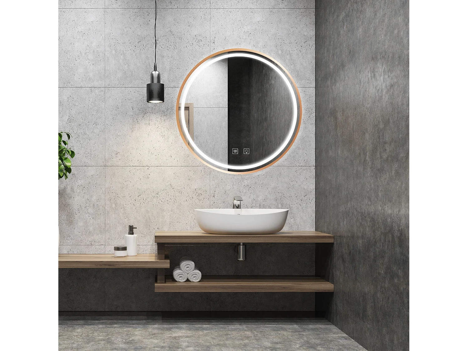 Rea Led P11397 Mmj LED-spejl børstet kobber, 2X80X80CM