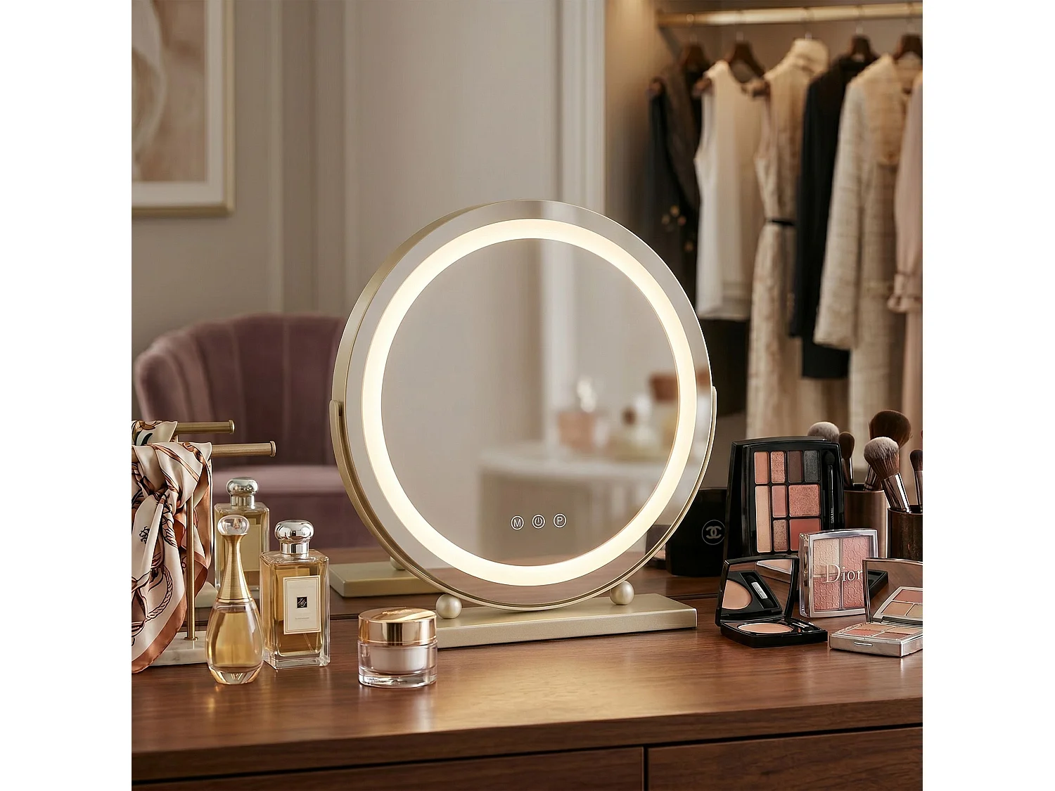 Spiegel Rea Make-Up Led Gold