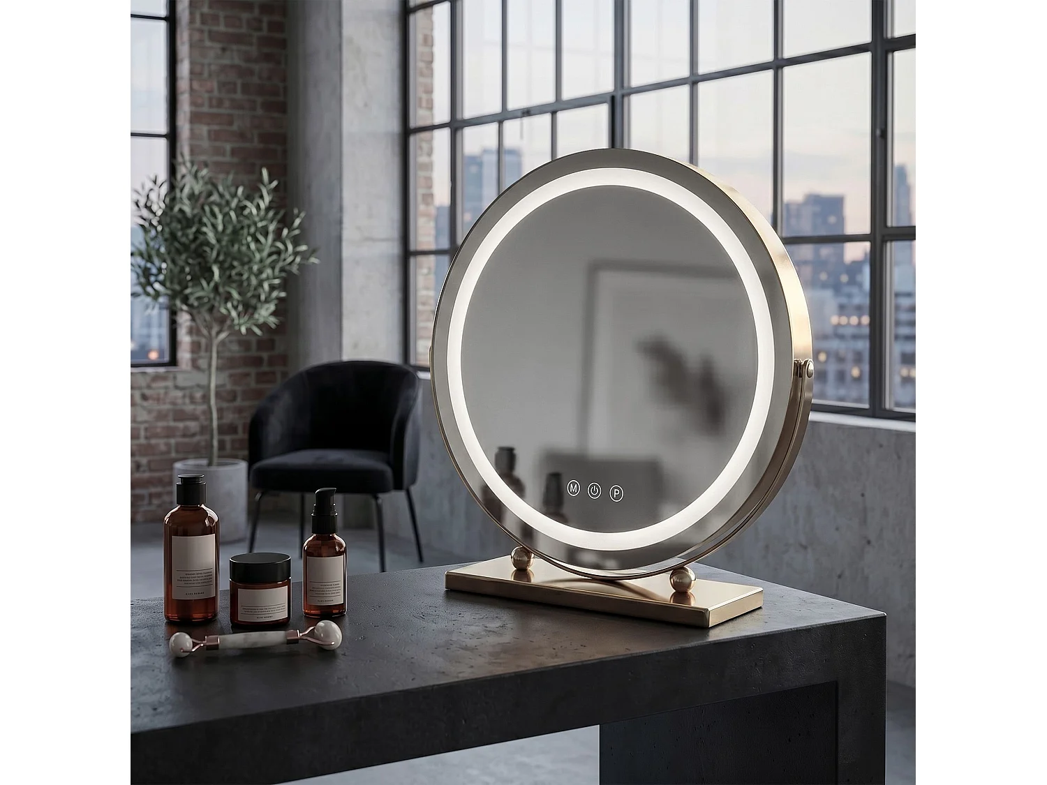 Spiegel Rea Make-Up Led Gold