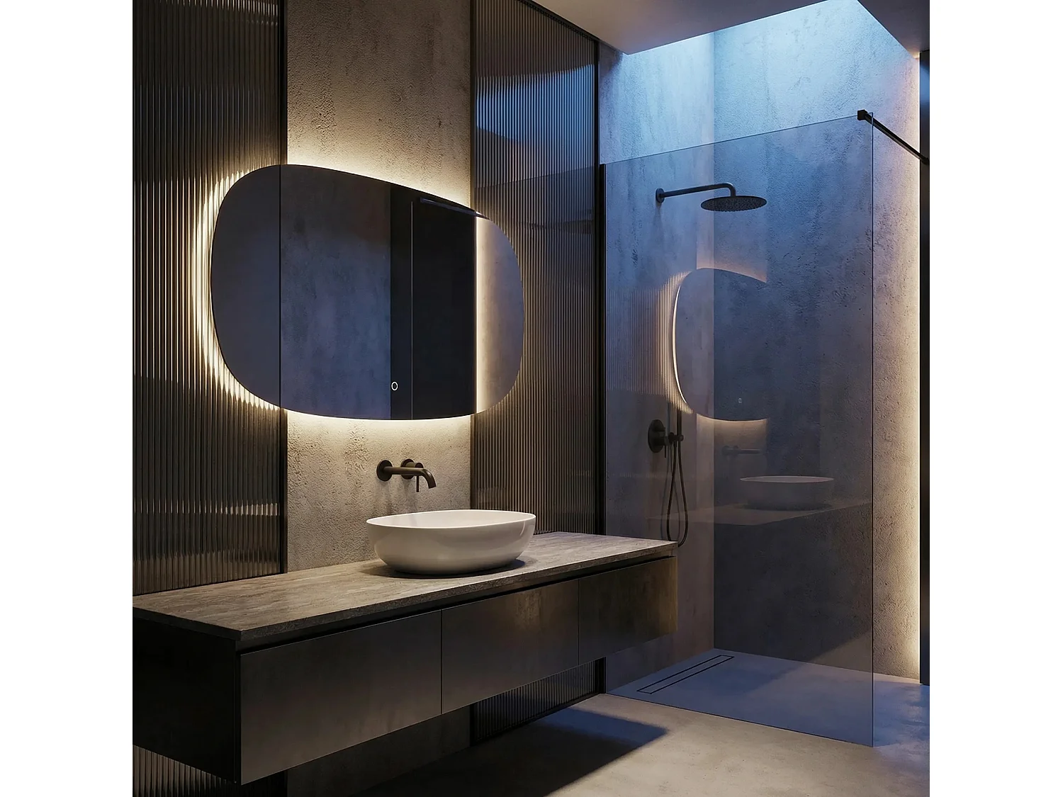 Rea Top-4 LED-spejl gennemsigtig, 2X100X60CM