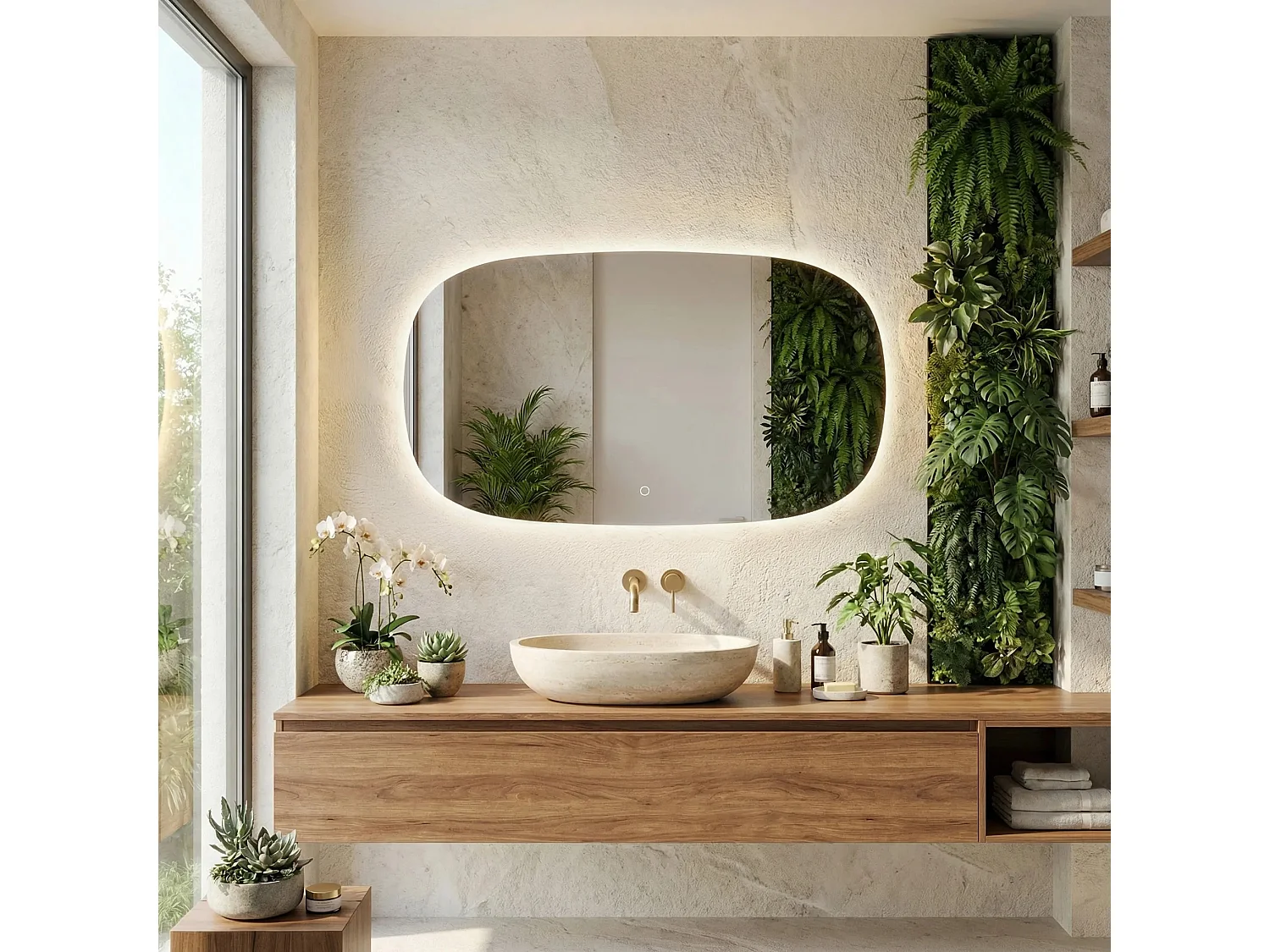 Rea Top-4 LED-spejl gennemsigtig, 2X100X60CM