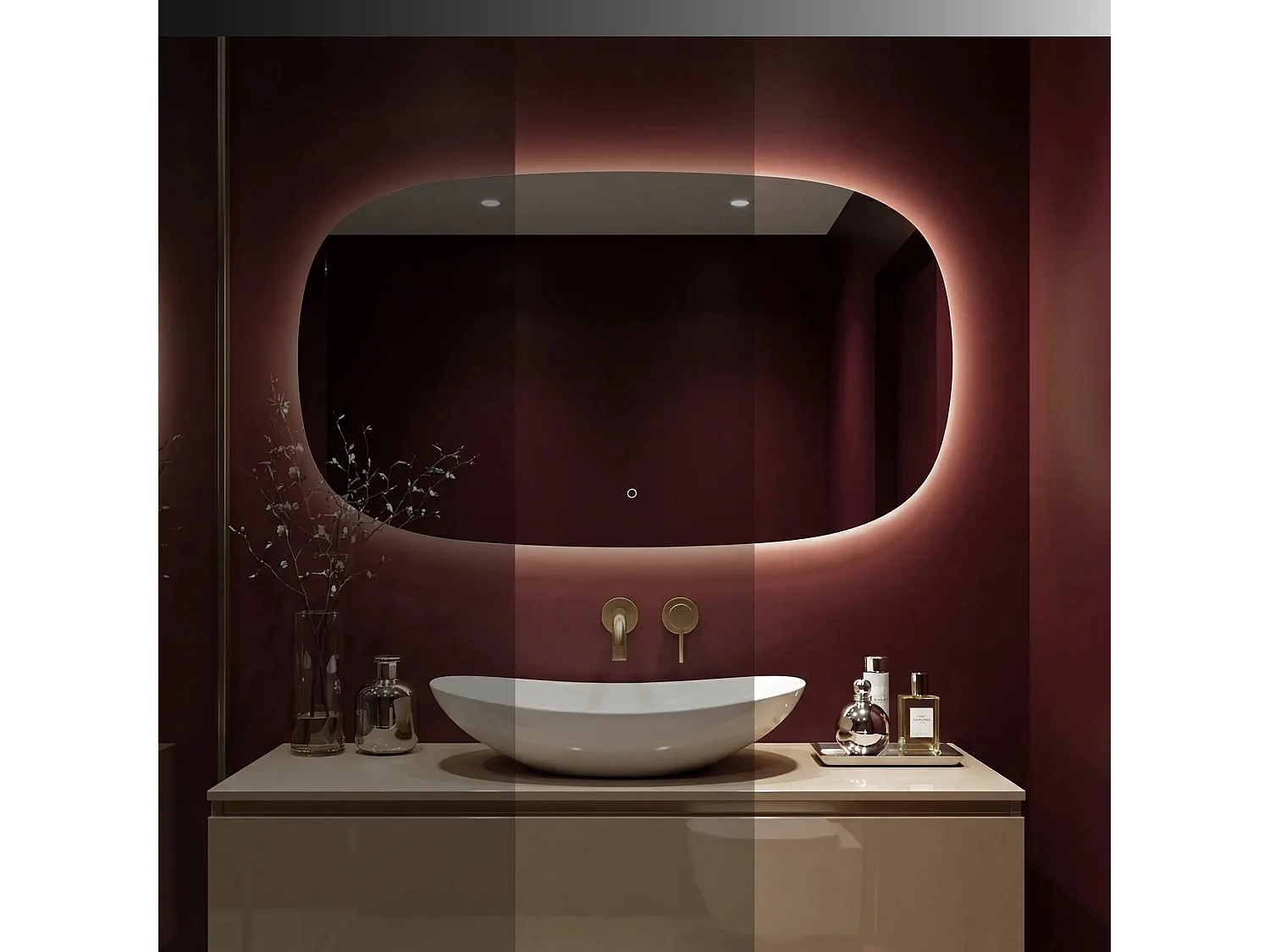 Rea Top-4 LED-spejl gennemsigtig, 2X100X60CM