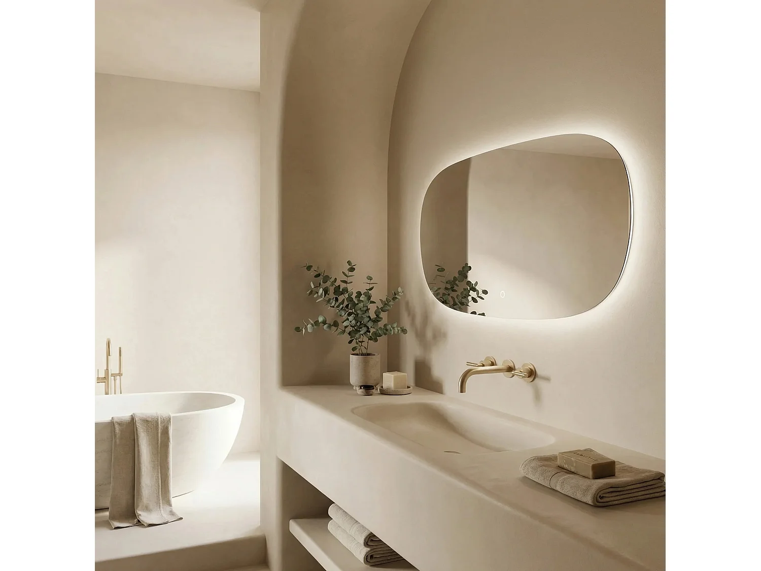 Rea Top-4 LED-spejl gennemsigtig, 2X100X60CM